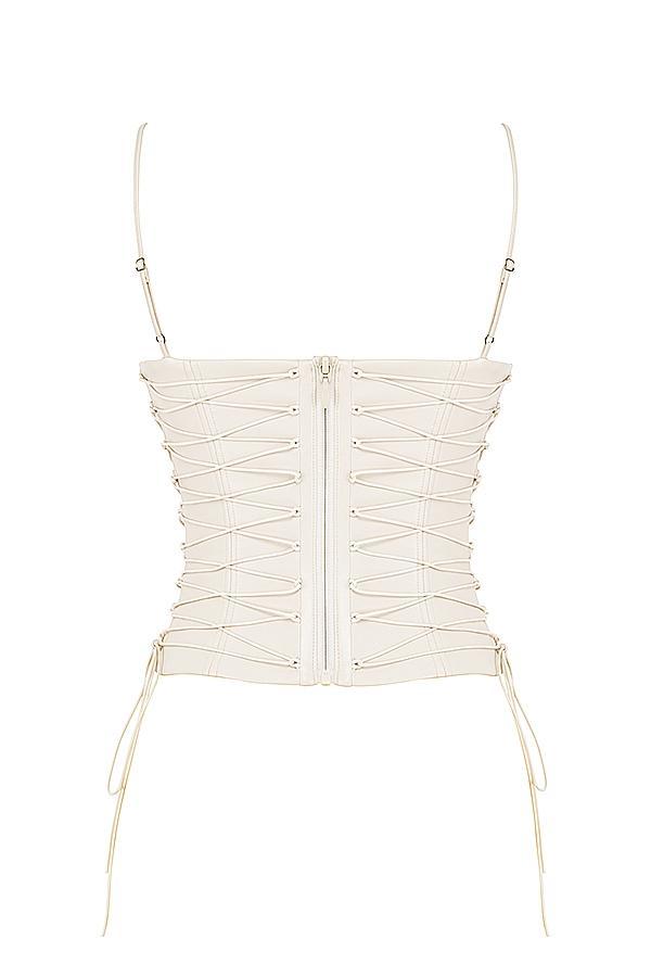 Antonella Off White Vegan Leather Corset Product Image