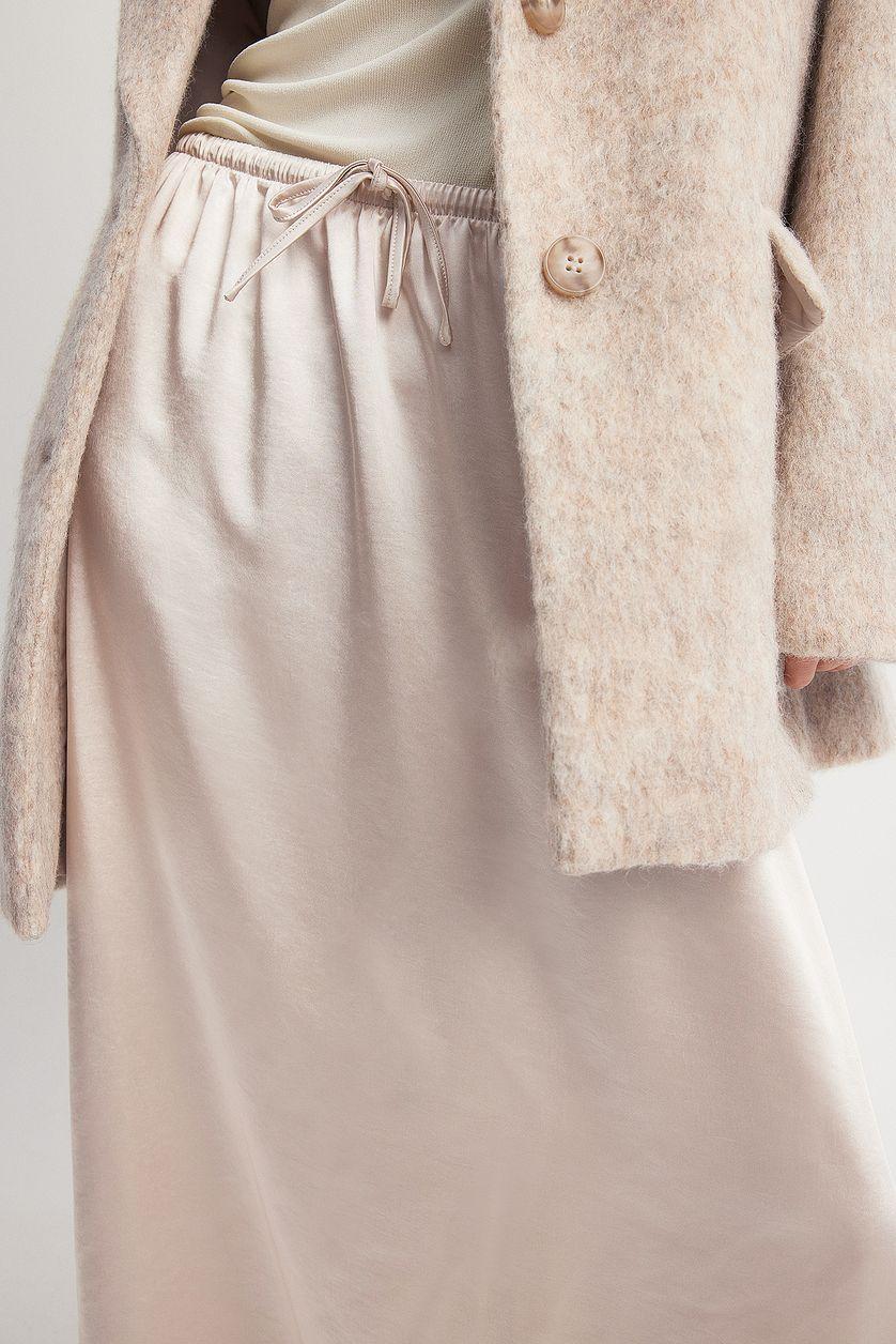 Drawstring Satin Maxi Skirt Product Image