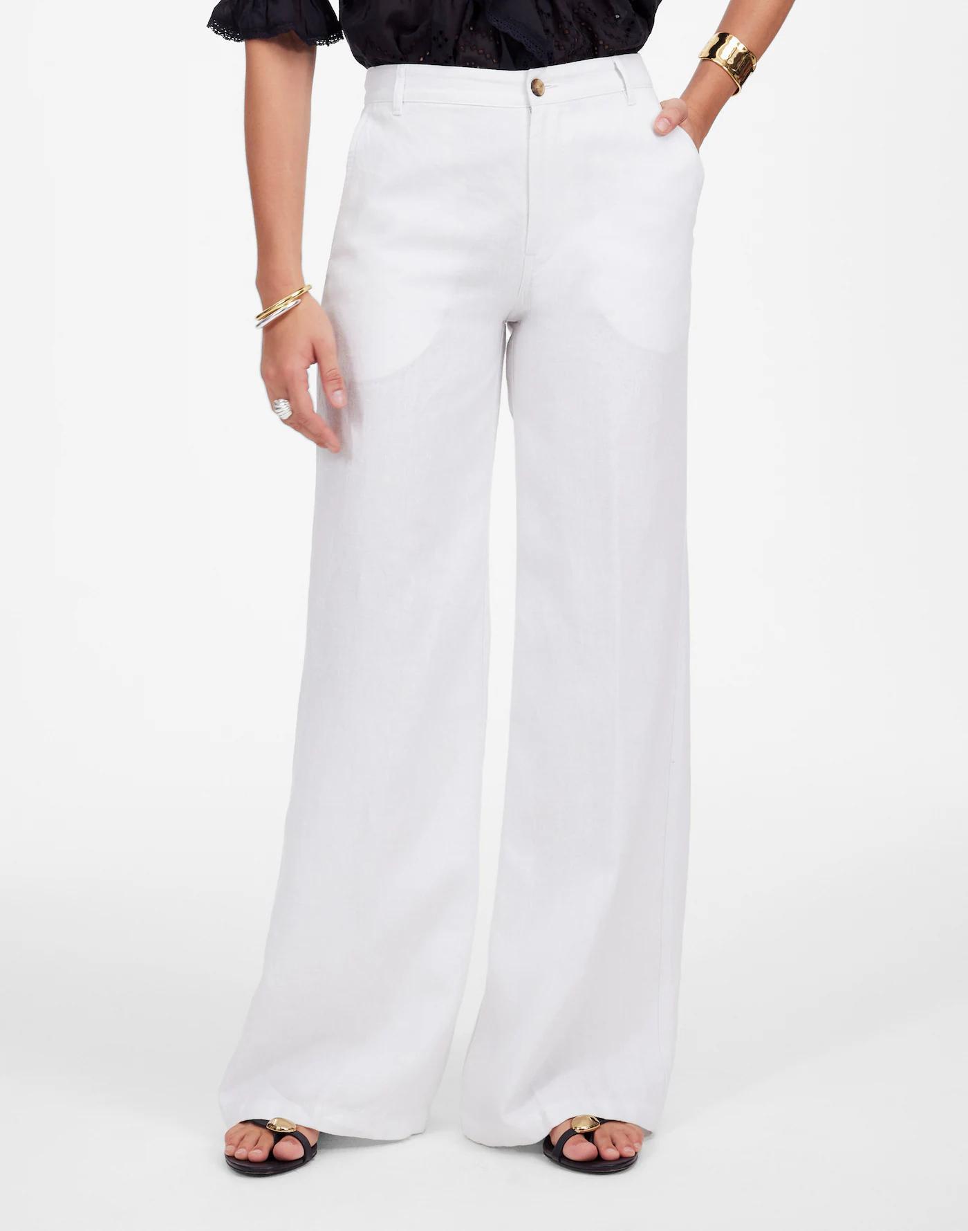 The Zoe Relaxed Wide Pant in 100% Linen Product Image