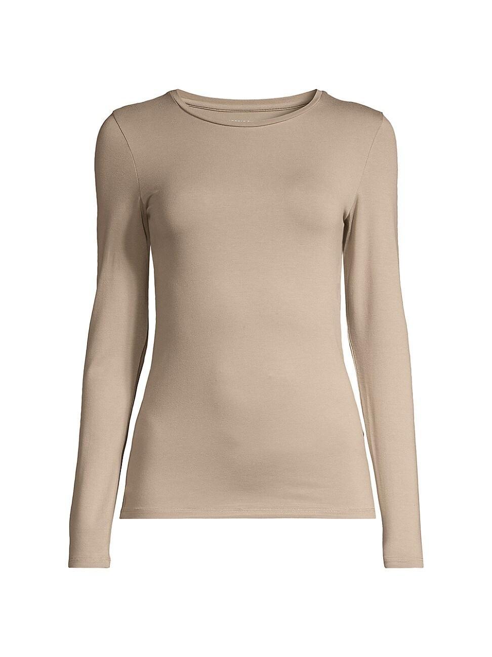 Soft Touch Flat-Edge Long-Sleeve Crewneck Top Product Image