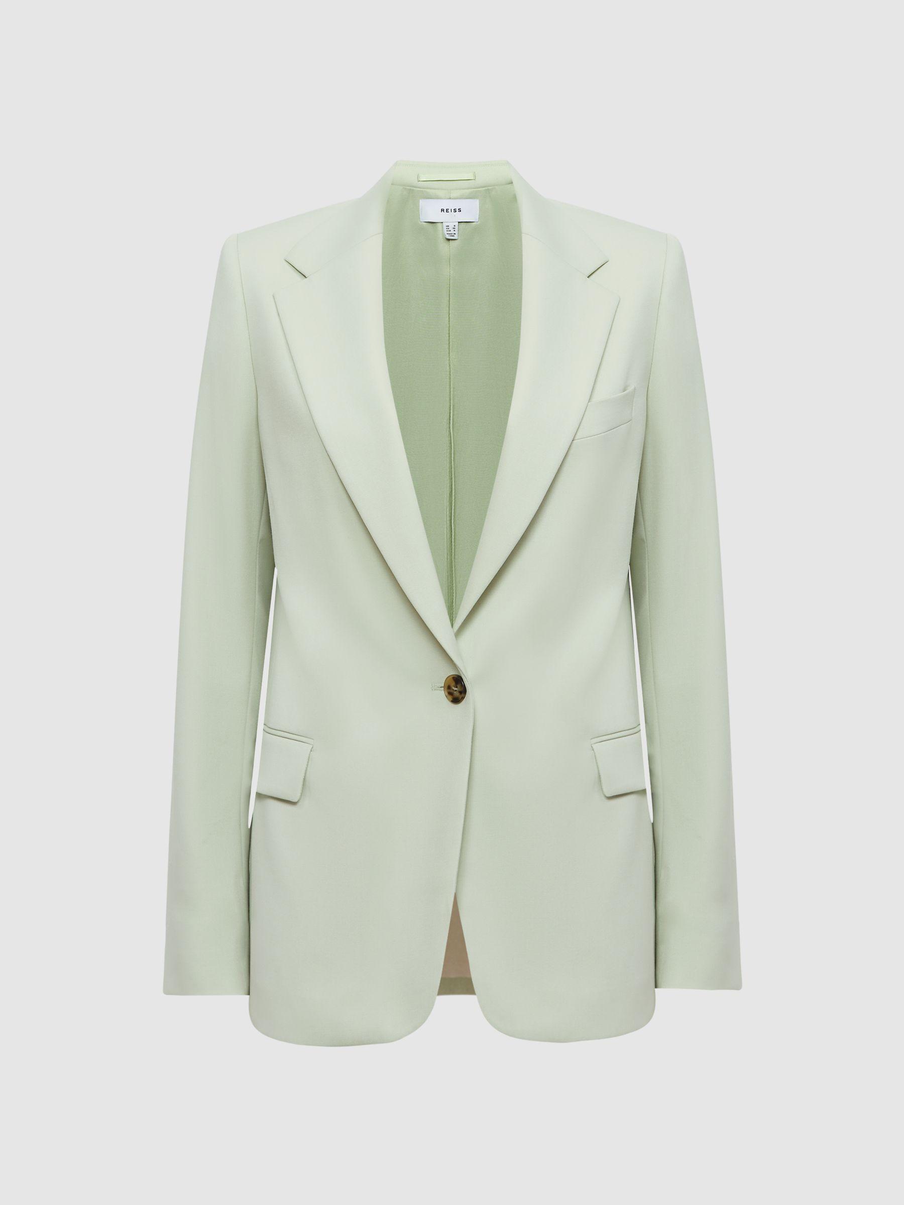 Single Breasted Wool Blend Blazer in Green Product Image