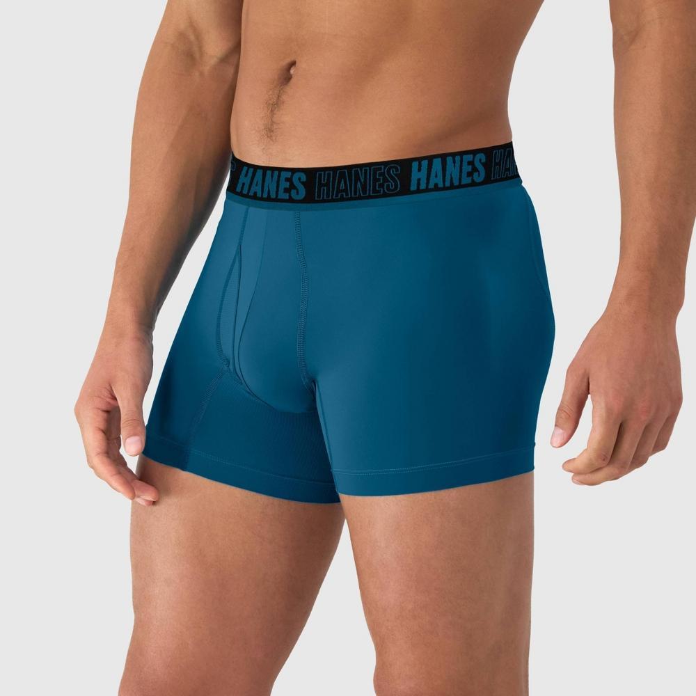 Hanes Moves Premium Mens Anti-Chafe X-Temp Trunks 2pk - Blue/Black Product Image