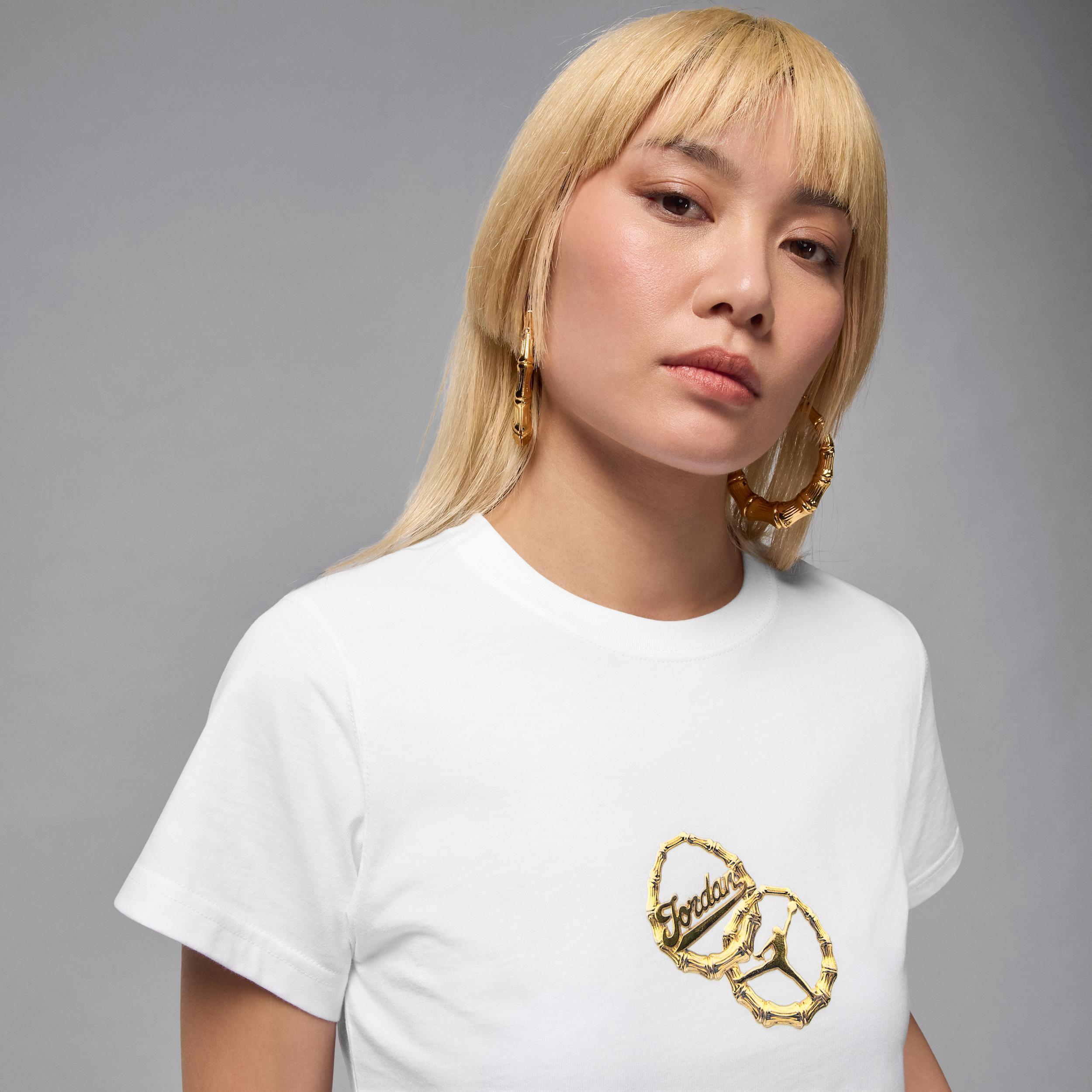 Jordan Womens Jordan Brooklyn TMID GX ATW Short Sleeve T-Shirt - Womens White/Black Product Image