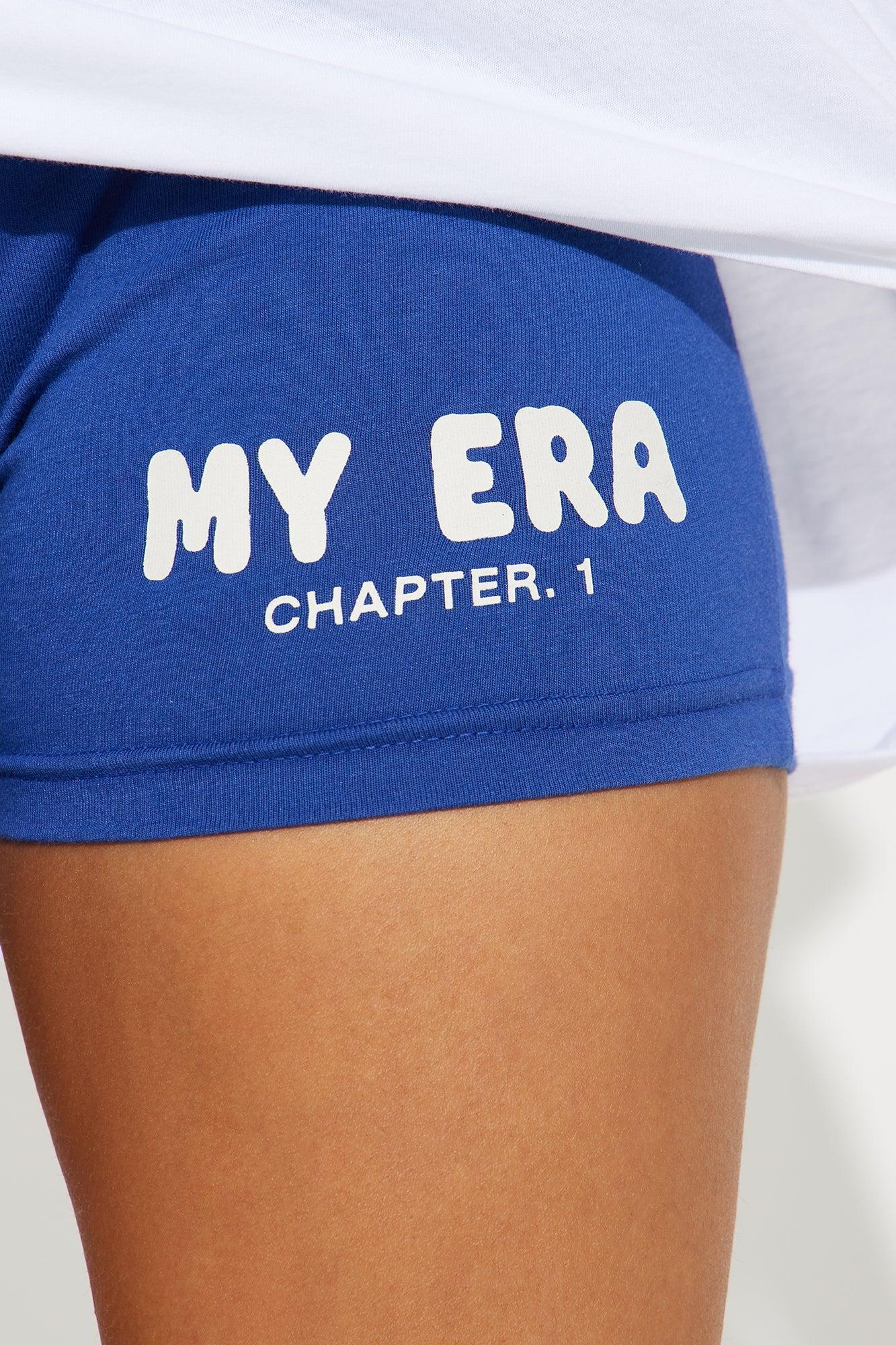 My Era Biker Short Set - White/Blue Product Image