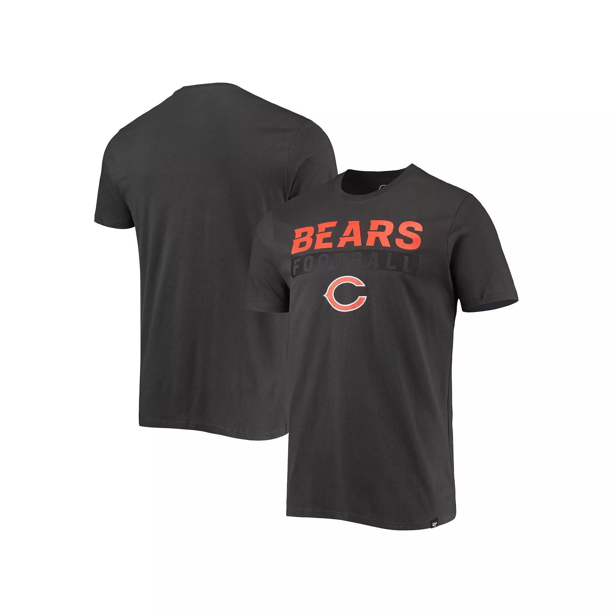 Men's '47 Charcoal Chicago Bears Dark Ops Super Rival T-Shirt, Size: Small Product Image