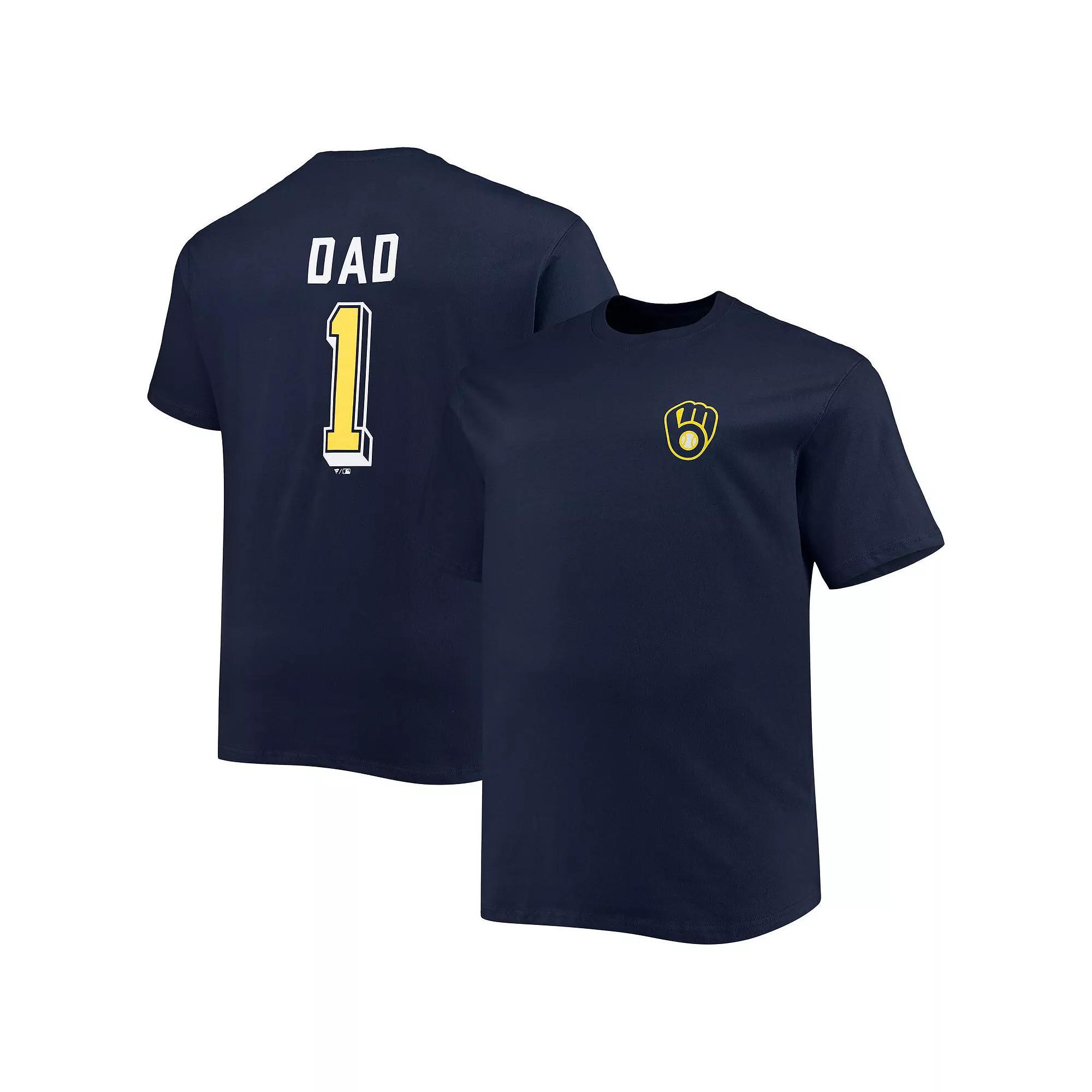 Men's Navy Milwaukee Brewers Big & Tall Father's Day #1 Dad T-Shirt,  Product Image