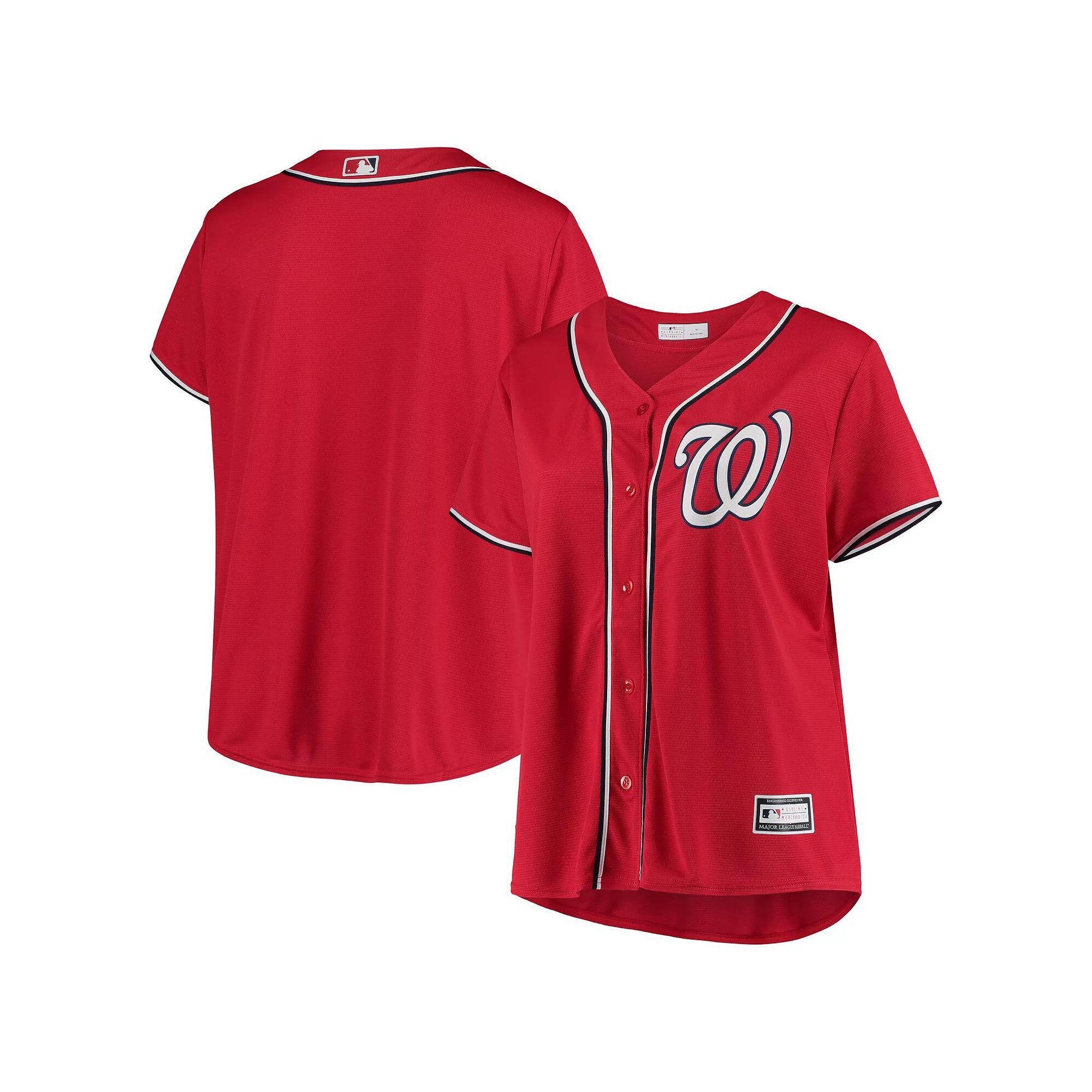 Women's Red Washington Nationals Plus Size Alternate Replica Team Jersey, Size: 3XL Product Image