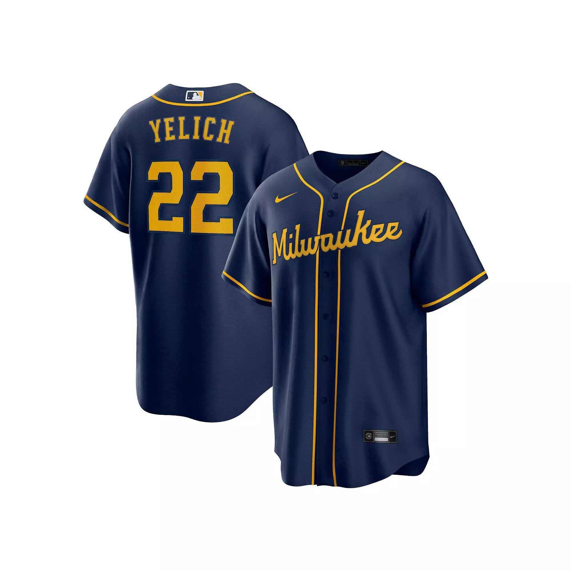 Men's Nike Christian Yelich Navy Milwaukee Brewers Alternate Replica Player Jersey,  Product Image