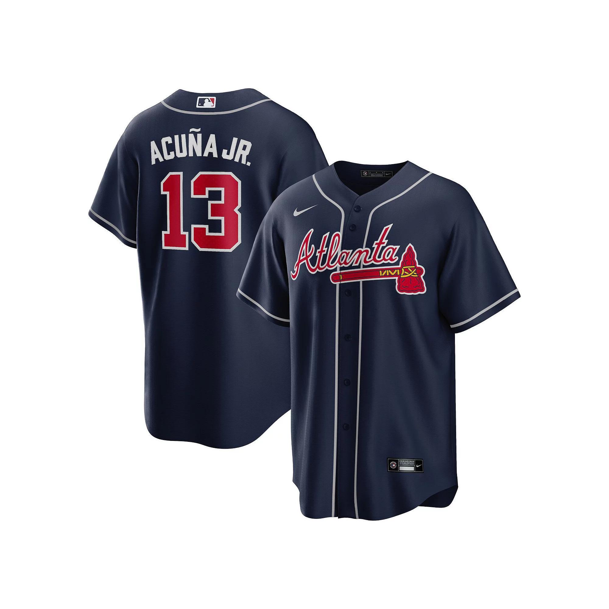 Men's Nike Ronald Acuna Jr. Navy Atlanta Braves Alternate Replica Player Name Jersey, Size: Medium, Blue Product Image