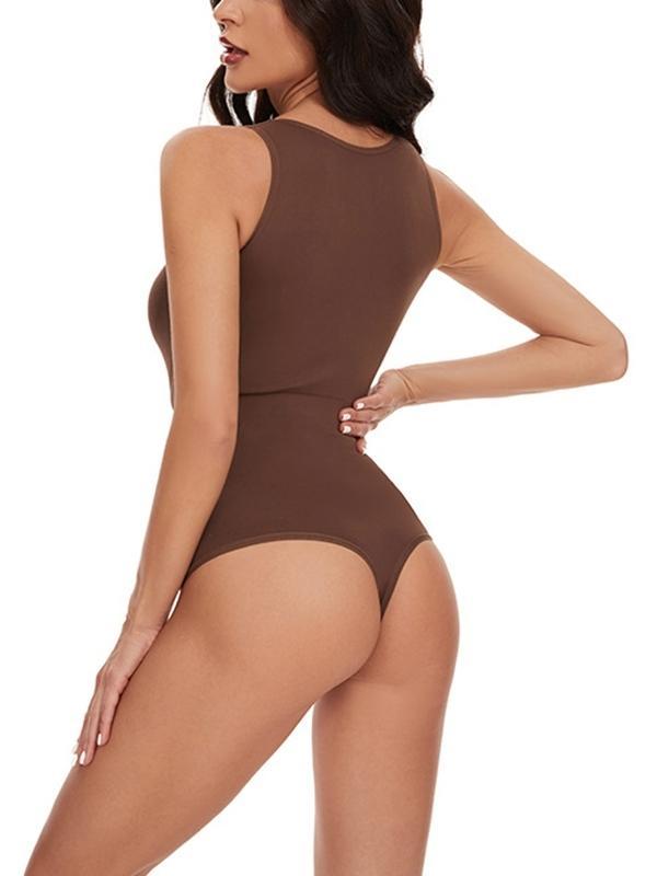 Solid Crew Neck Sleeveless Bodysuit Product Image