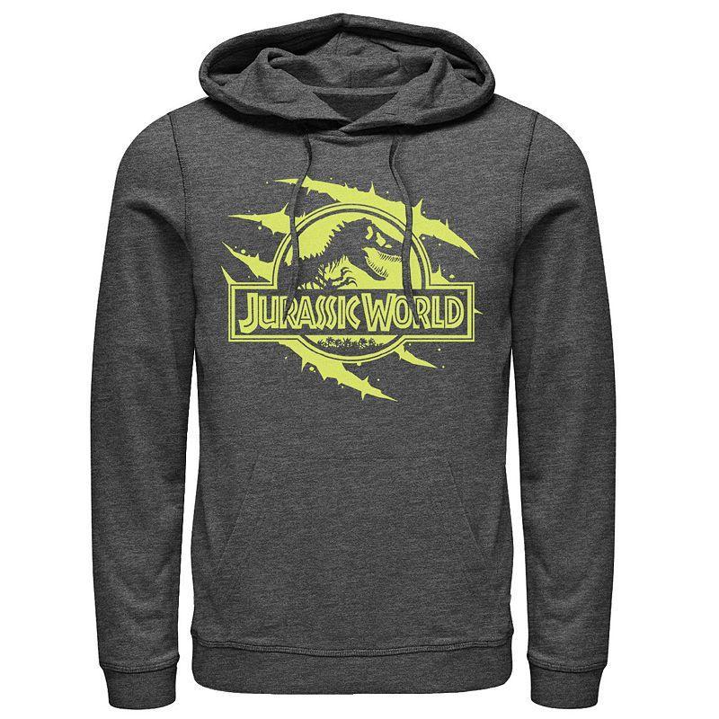 Men's Jurassic World Neon Slash T-Rex Fossil Logo Graphic Pullover Hoodie,  Product Image