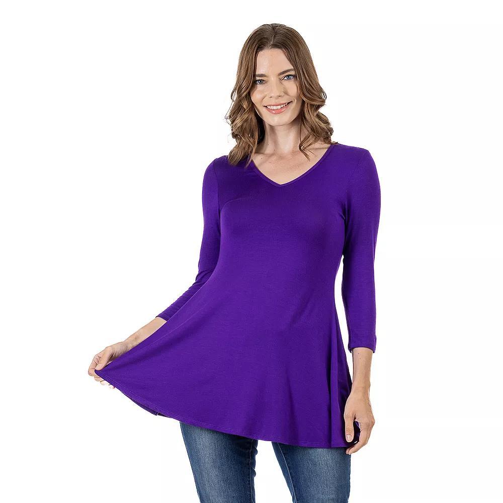 Women's 24Seven Comfort Apparel V Neck Tunic Top, Size: XL, Penny Product Image