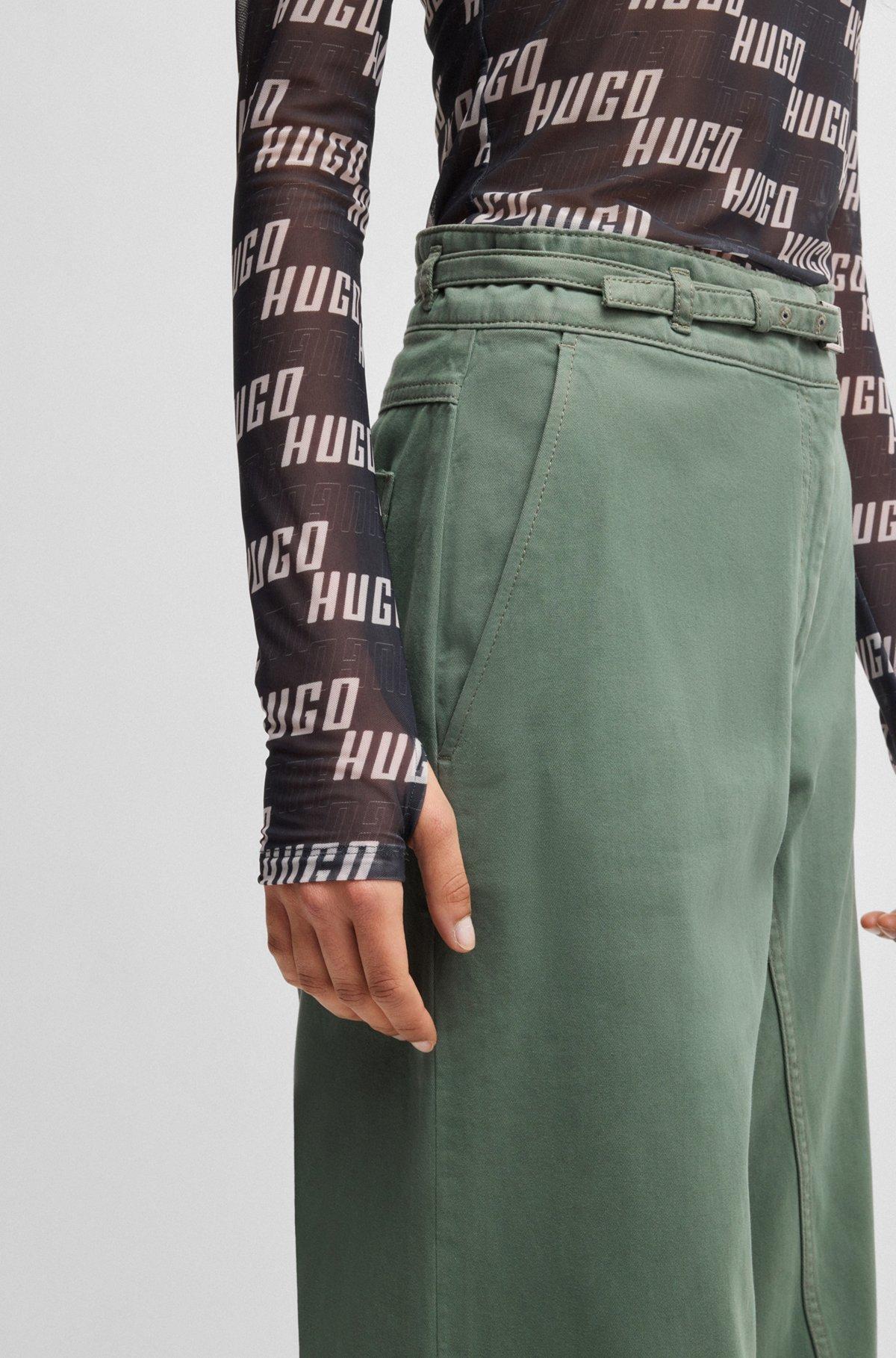 Regular-fit wide-leg trousers in cotton twill Product Image