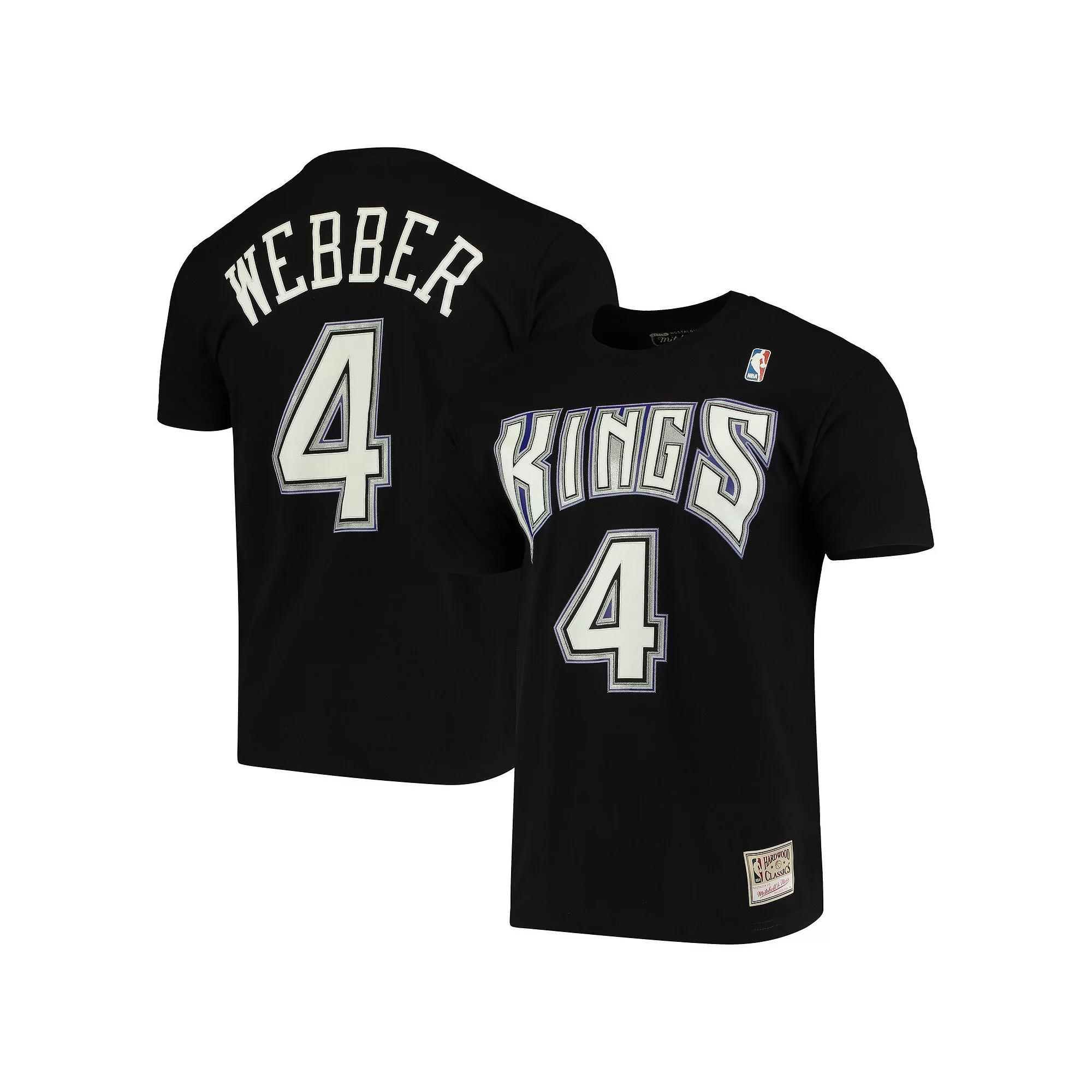 Men's Mitchell & Ness Chris Webber Black Sacramento Kings Hardwood Classics Name & Number Team T-Shirt, Size: Small, Kng Black Product Image