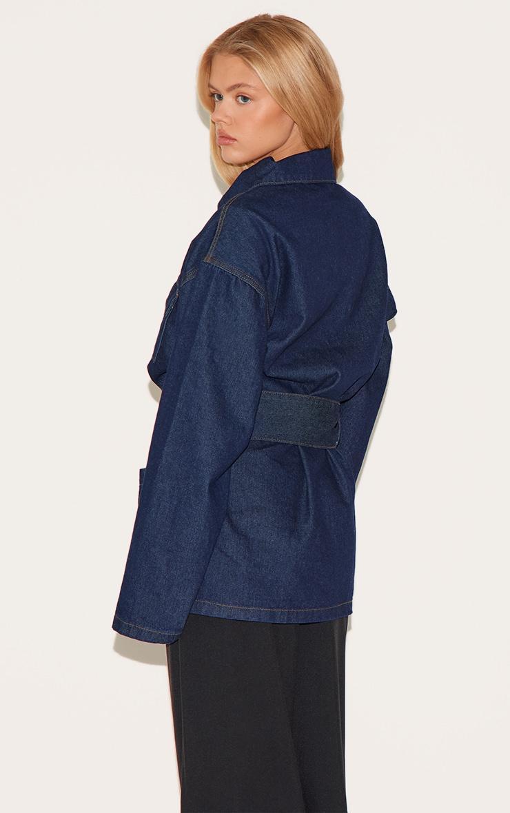  Indigo Oversized Belted Denim Jacket Product Image