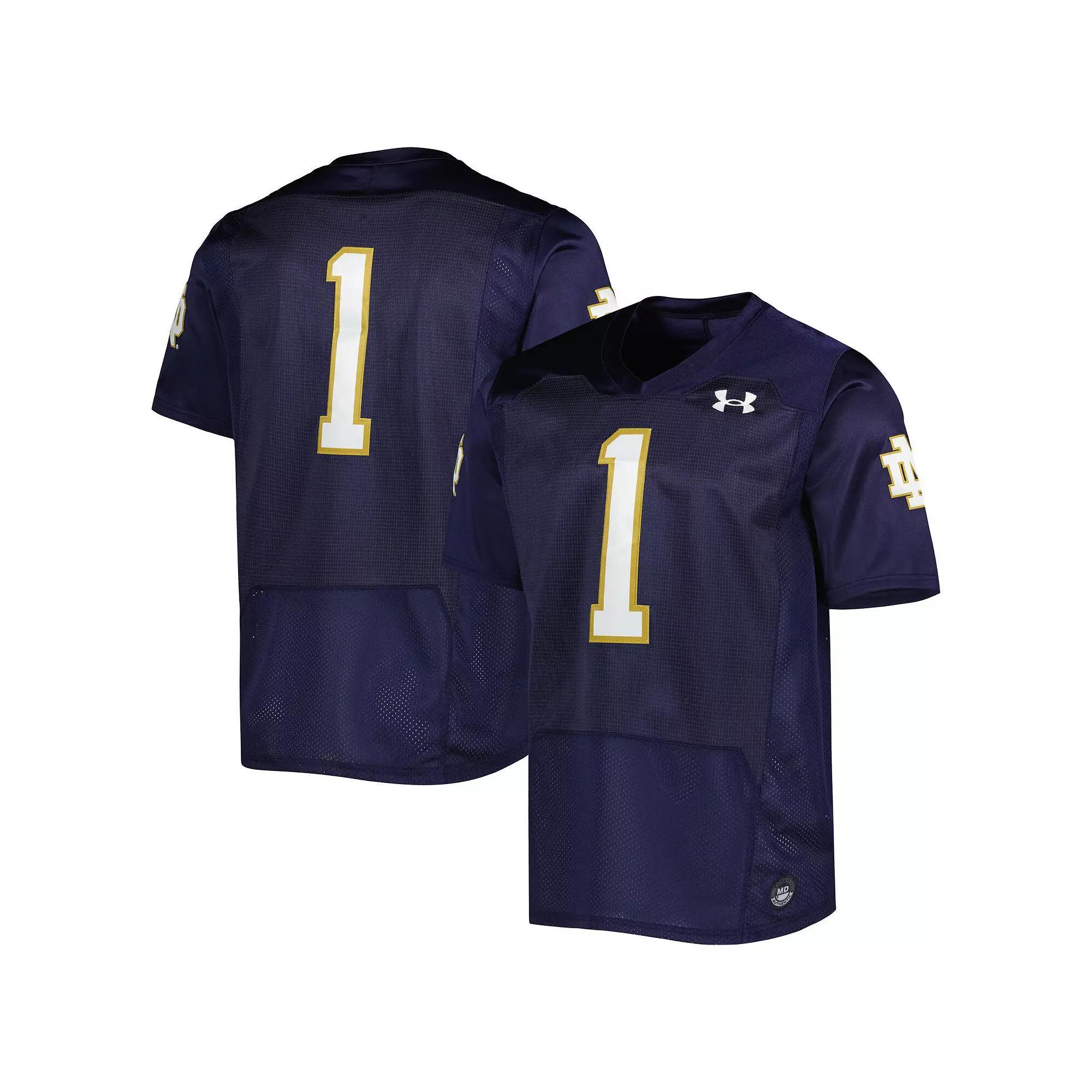 Men's Under Armour #1 Navy Notre Dame Fighting Irish Premier Limited Jersey, Size: Medium, Blue Product Image