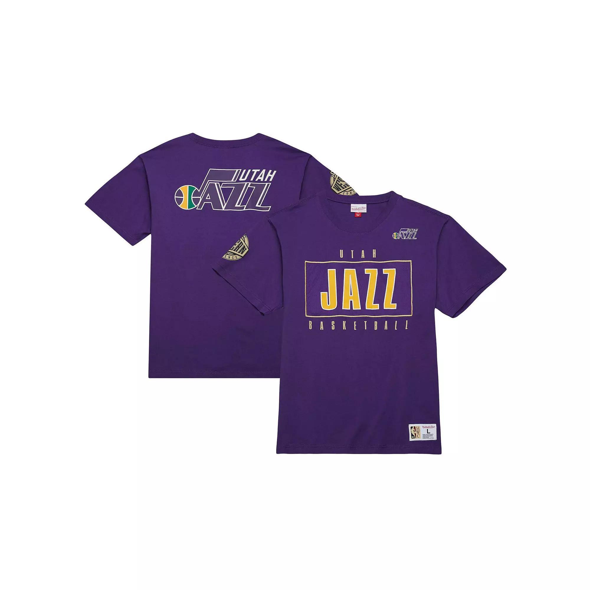 Men's Mitchell & Ness Purple Utah Jazz Hardwood Classics Team OG 2.0 Premium Vintage Logo T-Shirt, Size: Medium, Jaz Purple Product Image
