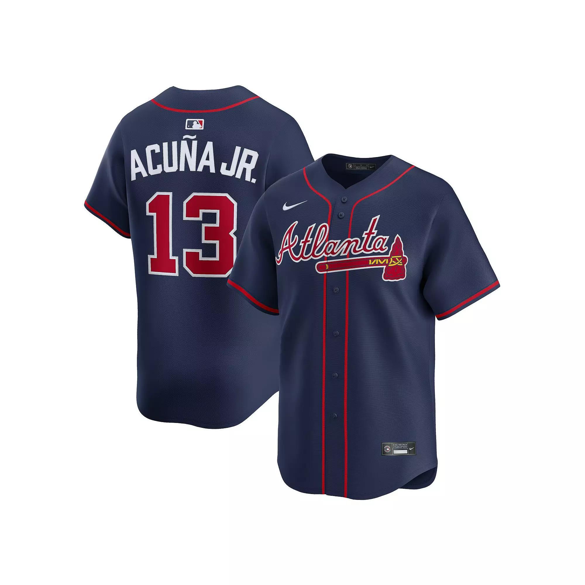 Men's Nike Ronald Acuña Jr. Navy Atlanta Braves Alternate Limited Jersey,  Product Image