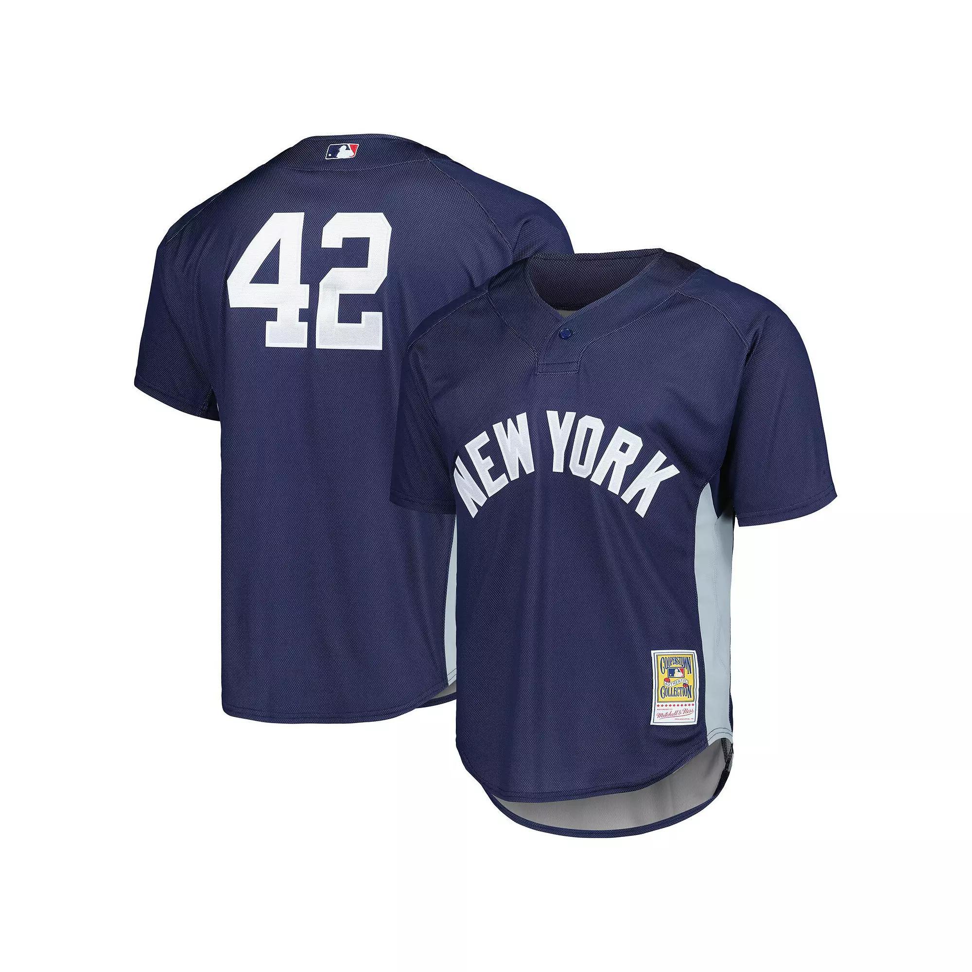 Men's Mitchell & Ness Mariano Rivera Navy New York Yankees Cooperstown Collection 2009 Batting Practice Jersey, Size: Medium, Blue Product Image