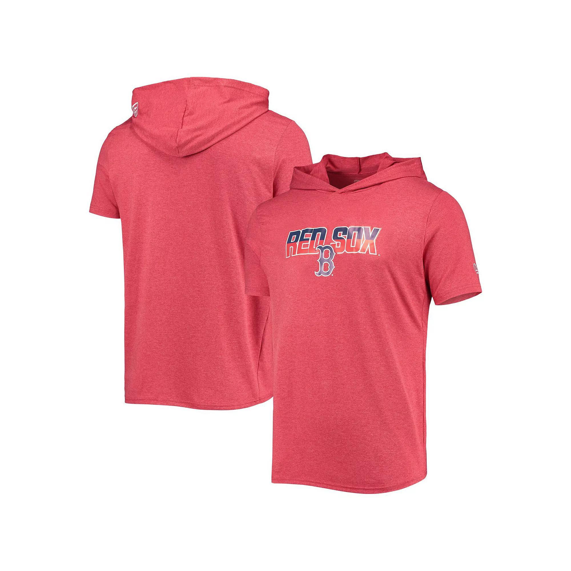 Men's New Era Heathered Red Boston Red Sox Hoodie T-Shirt, Size: Large Product Image