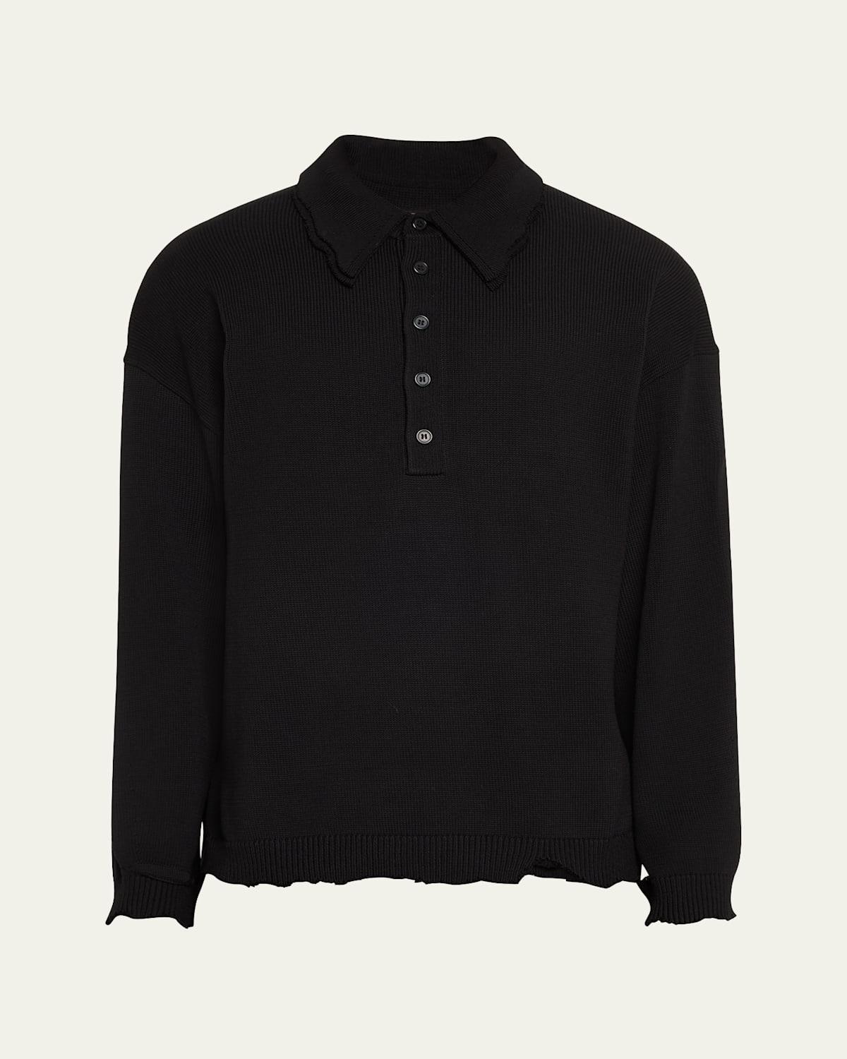 Mens Cotton Long-Sleeve Polo Shirt Product Image