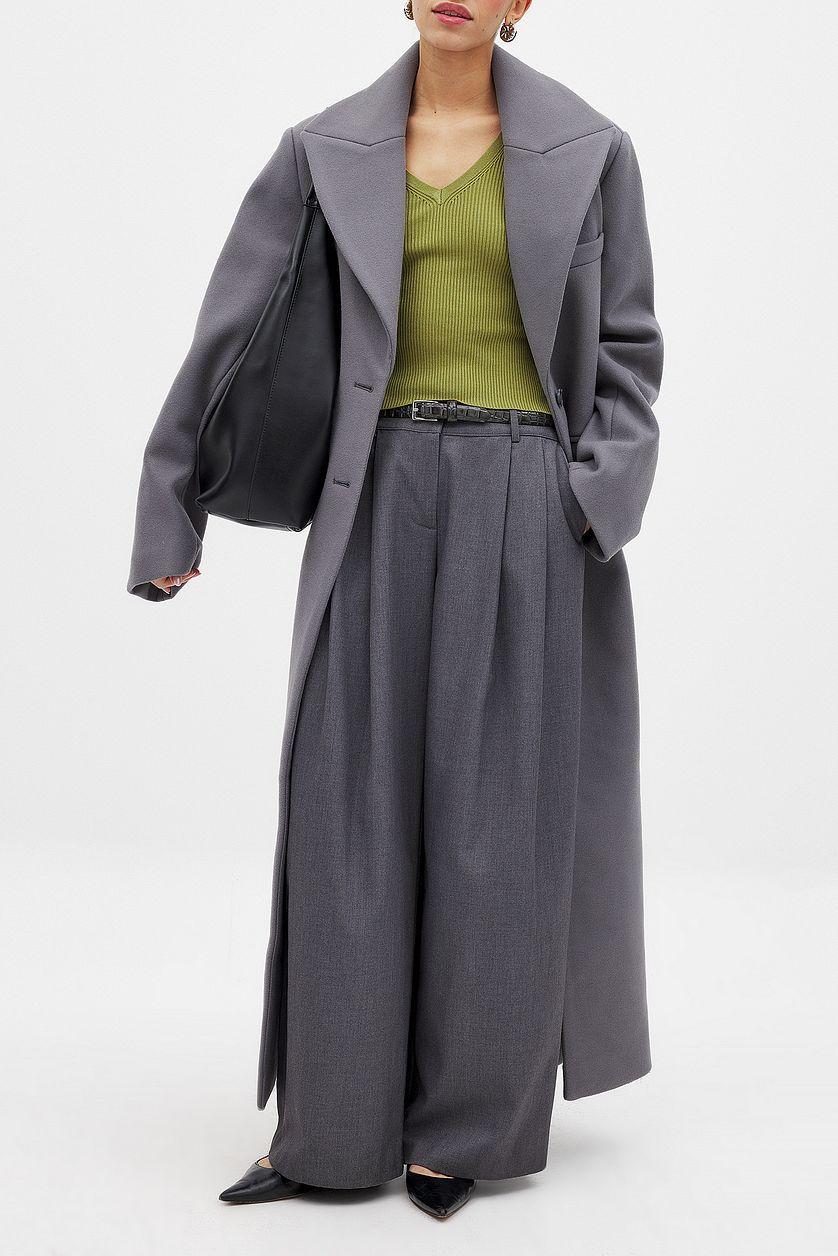 Ribbed Knitted V-Neck Top Product Image