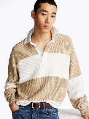 Rugby Stripe Knit Polo Sweater Product Image