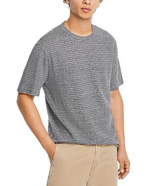 Mens Striped Cotton-Linen Crewneck T-Shirt Product Image