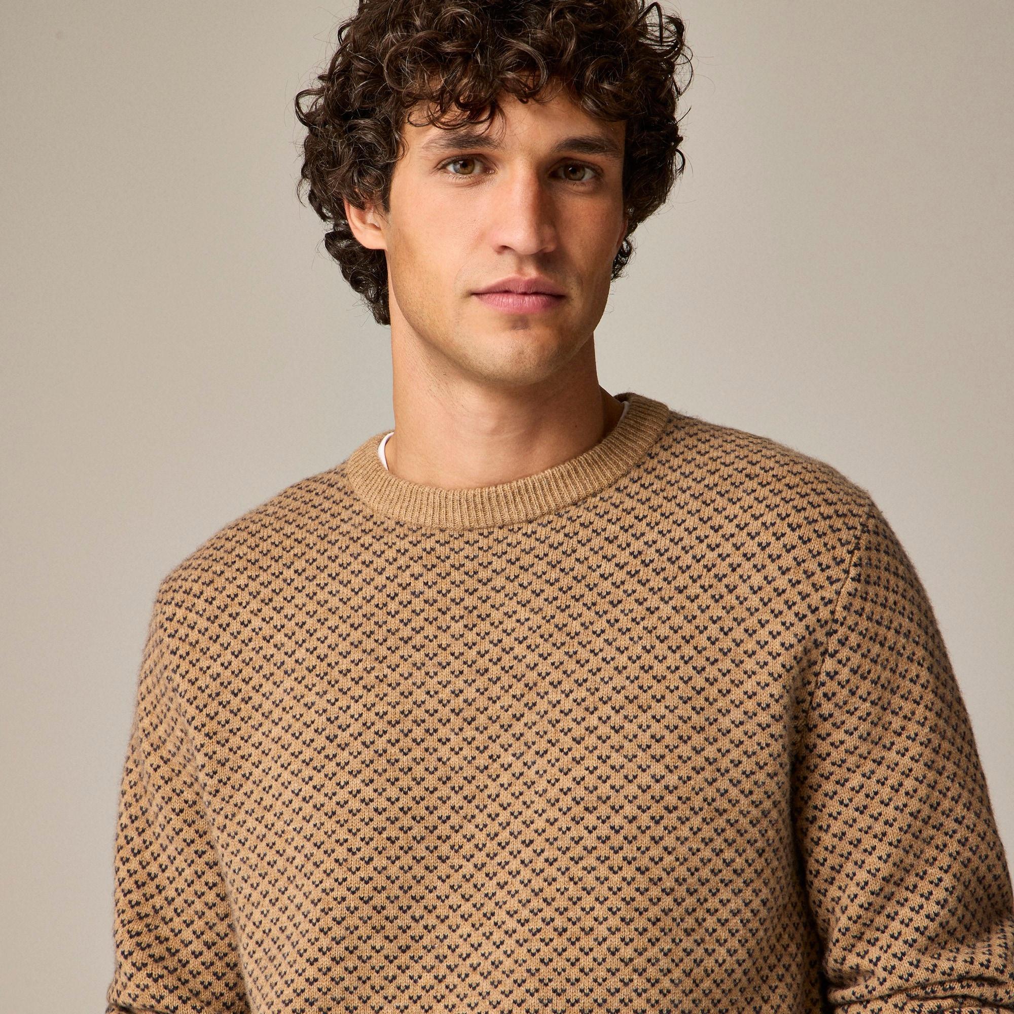 Rugged merino wool-blend bird's-eye sweater Product Image