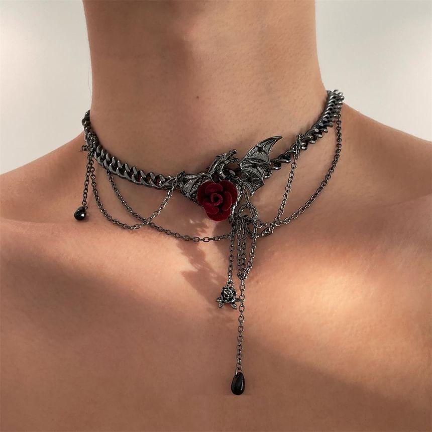 Flower Layered Alloy Chain Choker Product Image