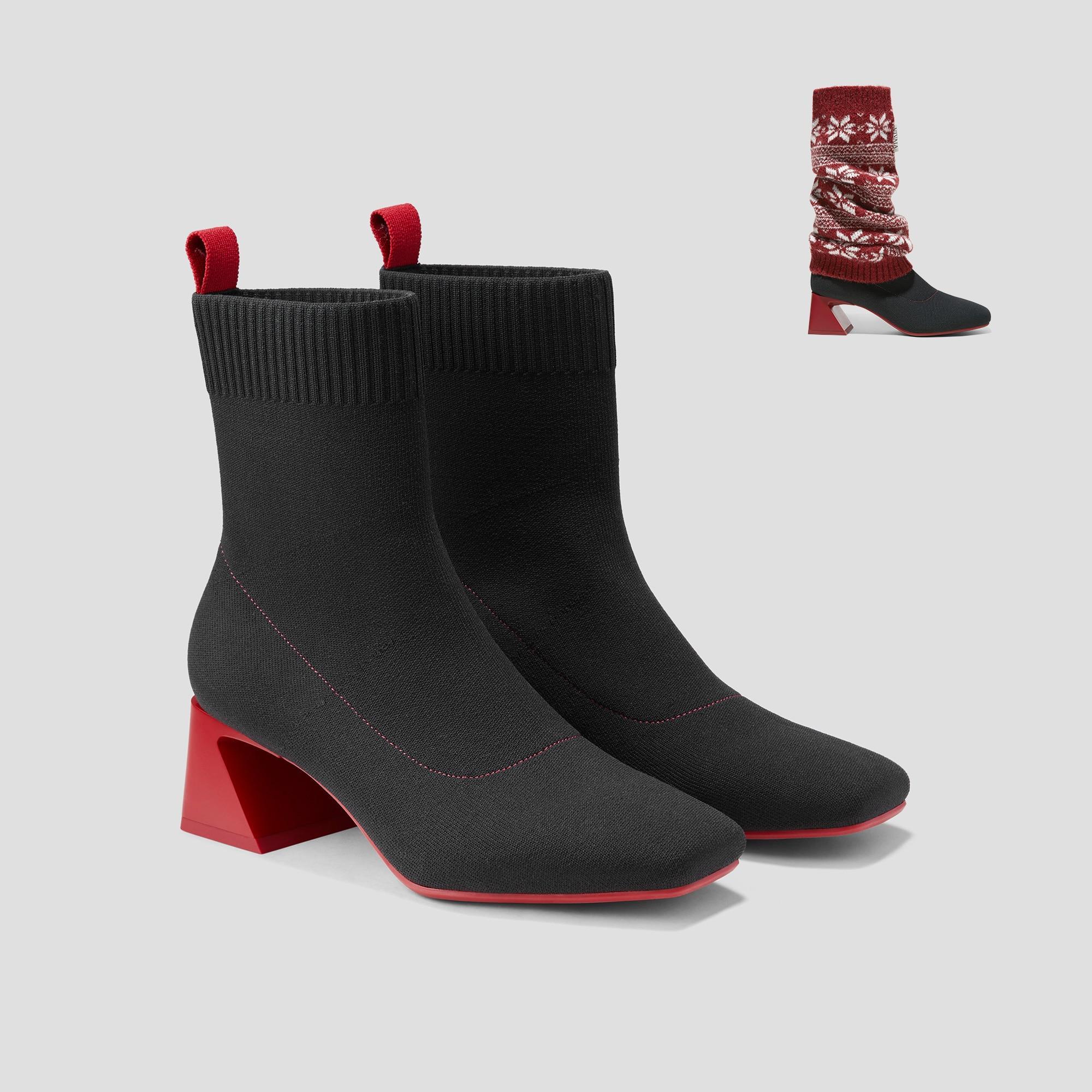 Square-Toe Water-Repellent Boots (Margot Wedge Bootie) Product Image