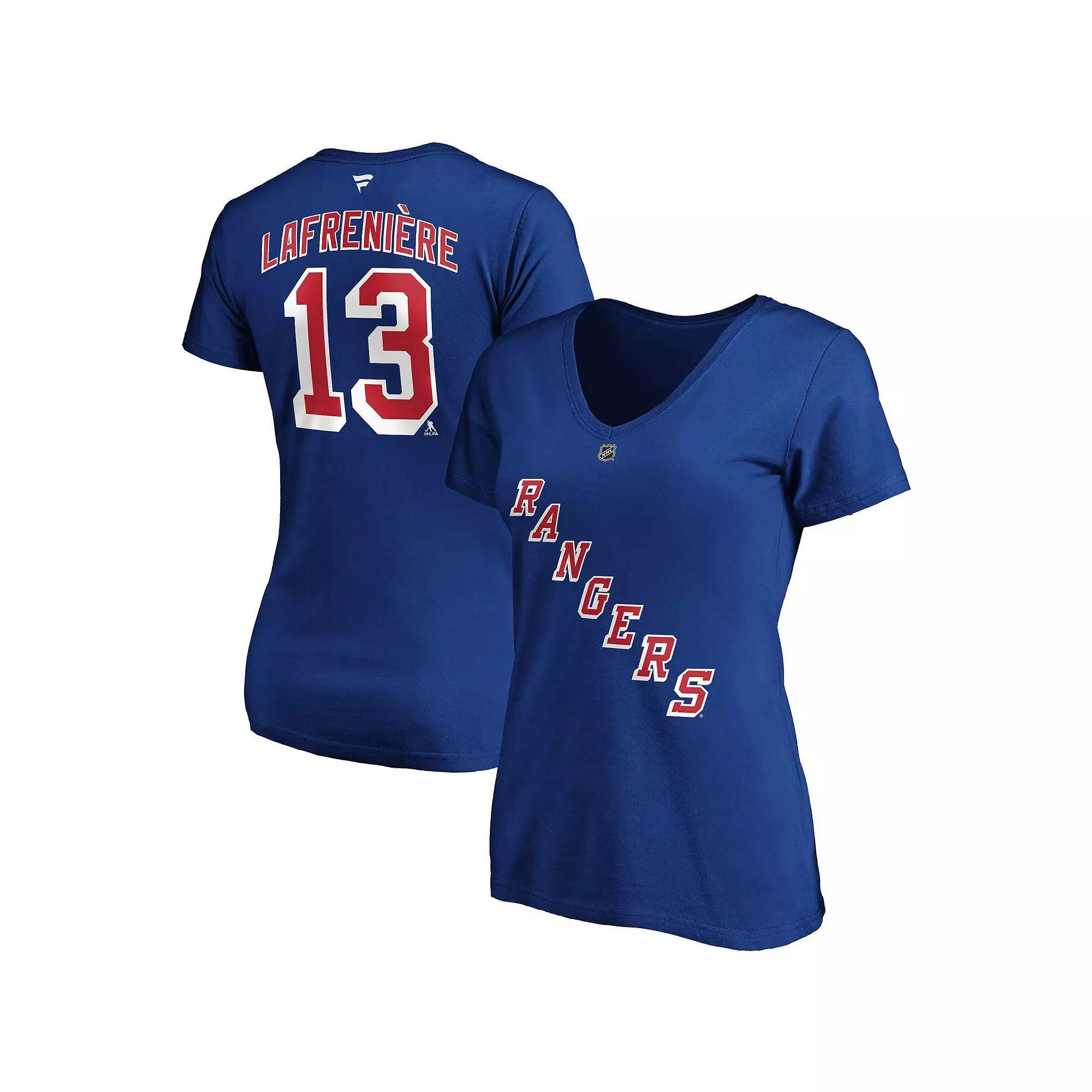 Women's Fanatics Branded Alexis Lafreniere Blue New York Rangers Plus Size Name & Number V-Neck T-Shirt, Size: 2XL, Ran Blue Product Image