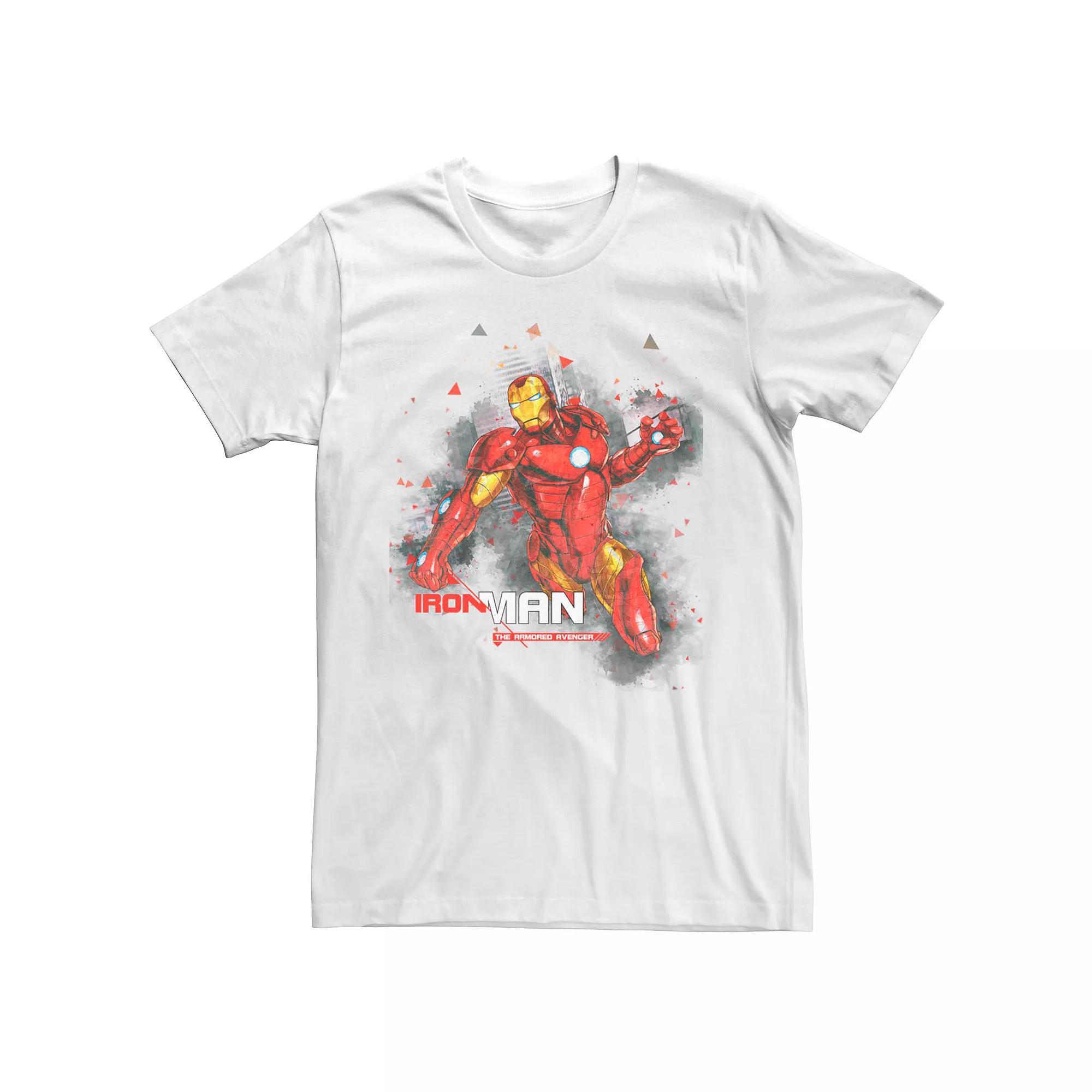 Men's Marvel Iron Man Watercolor Splatter Portrait Tee,  Product Image