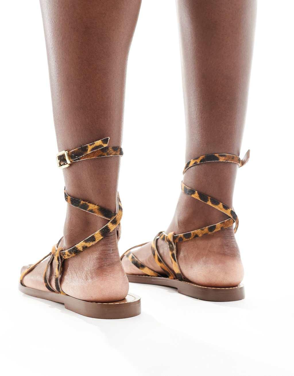 Stradivarius strappy sandals in leopard print  Product Image