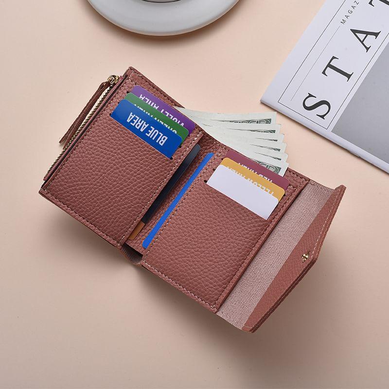 Plain Faux Leather Short Wallet Product Image