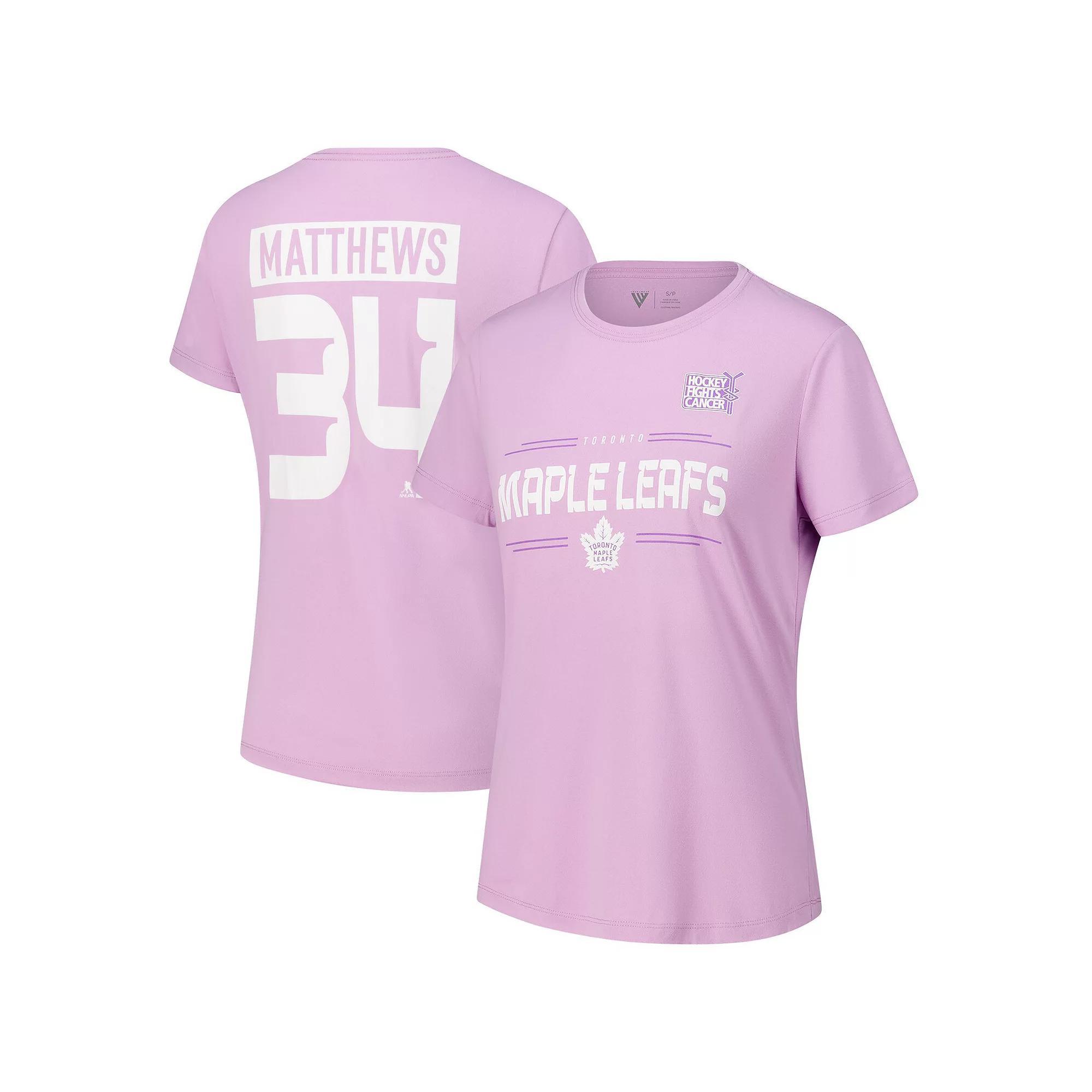 Women's Levelwear Auston Matthews Lavender Toronto Maple Leafs Hockey Fights Cancer Anthem Name & Number T-Shirt,  Product Image