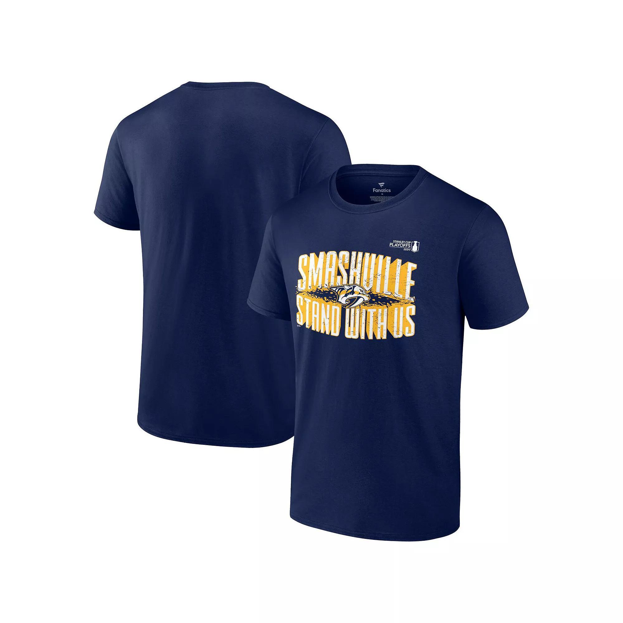 Men's Fanatics  Navy Nashville Predators 2024 Stanley Cup Playoffs Slogan T-Shirt, Size: XL, Pdt Blue Product Image