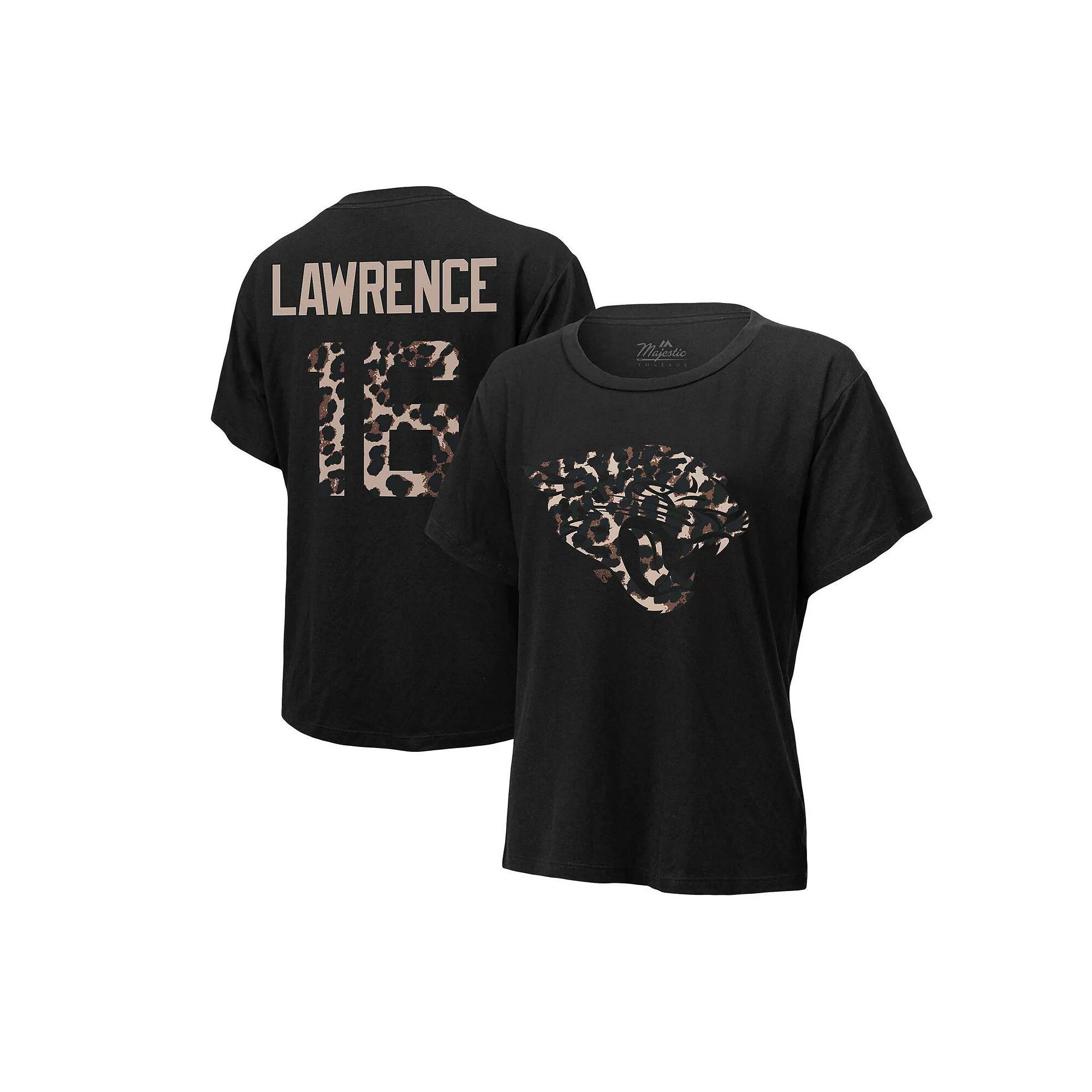 Women's Majestic Threads Trevor Lawrence Black Jacksonville Jaguars Leopard Player Name & Number T-Shirt,  Product Image