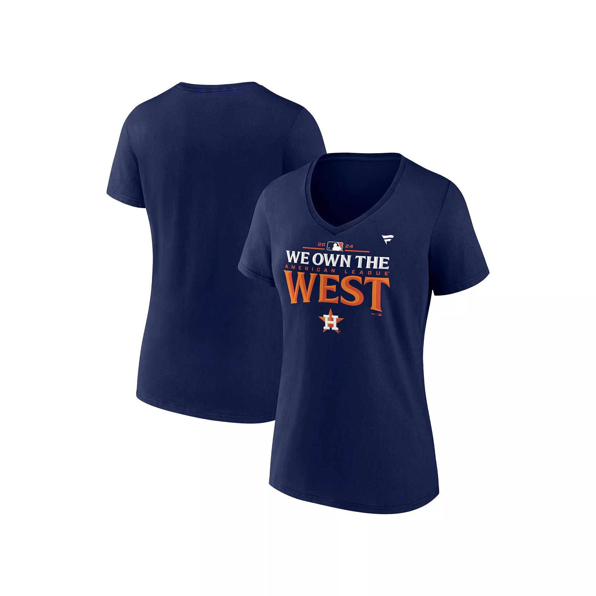 Women's Fanatics  Navy Houston Astros 2024 AL West Division Champions Locker Room V-Neck T-Shirt, Size: XL, Blue Product Image
