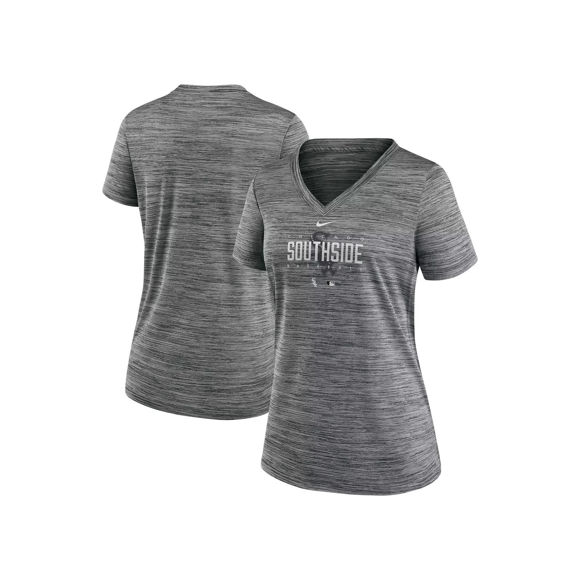 Women's Nike Gray Chicago White Sox City Connect Velocity Practice Performance V-Neck T-Shirt,  Product Image