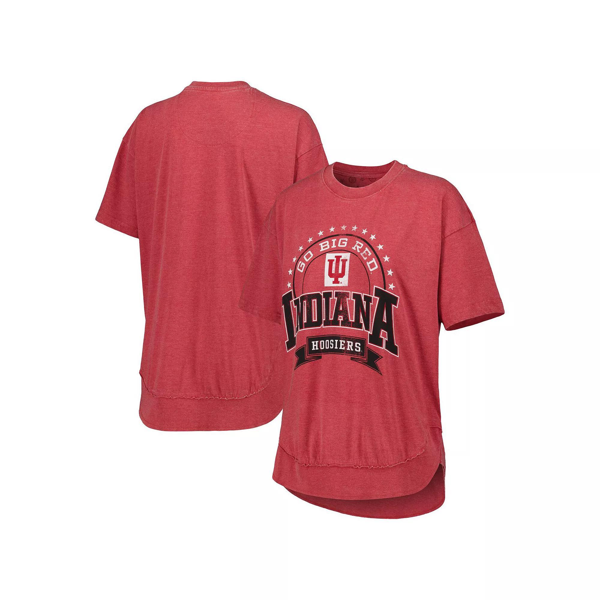 Women's Pressbox Heather Crimson Indiana Hoosiers Vintage Wash Poncho Captain T-Shirt, Size: Small, Red Product Image