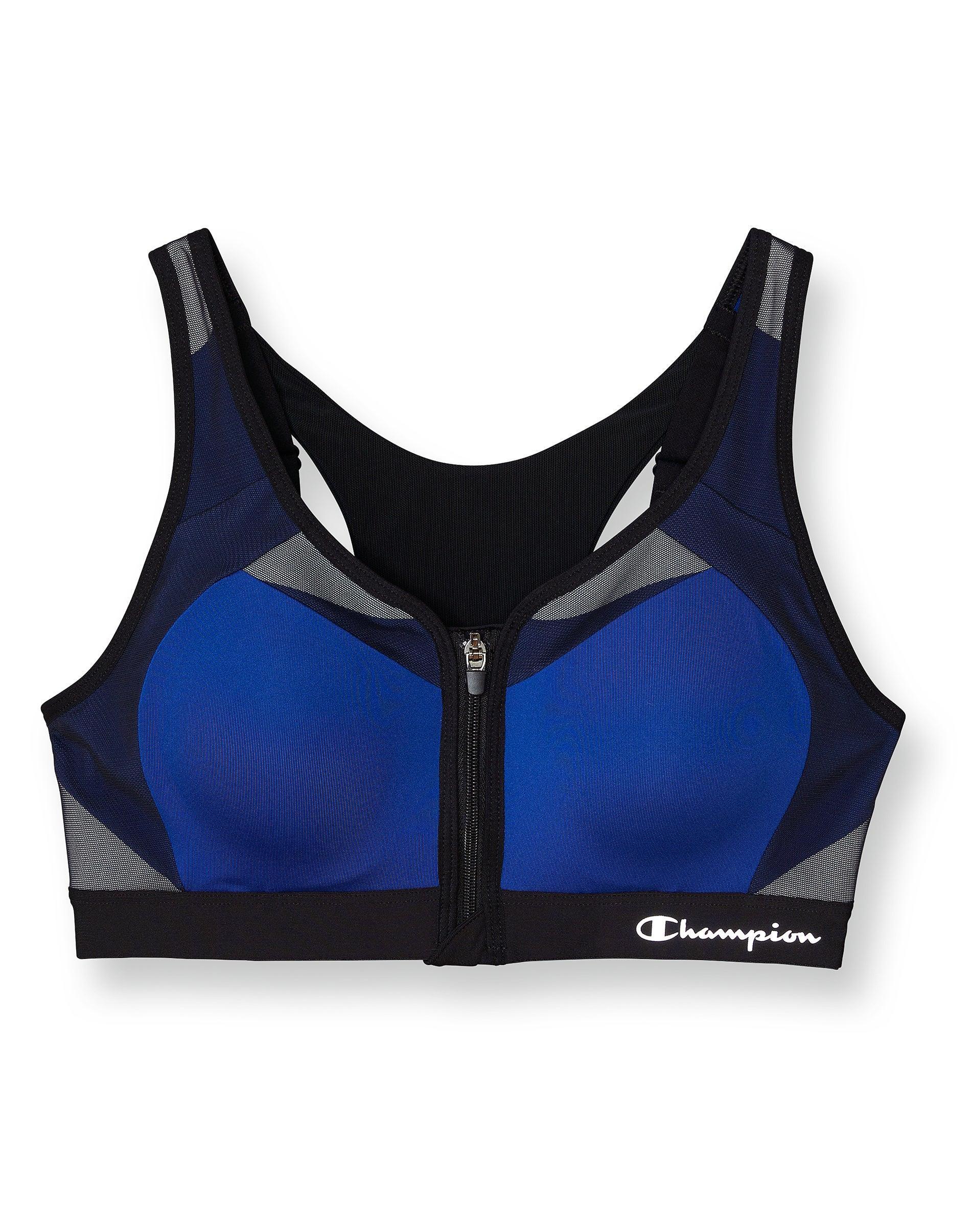 Womens Champion Motion Control Zip Sports Bra, Wirefree, Script Logo Surf The Web 36C Product Image