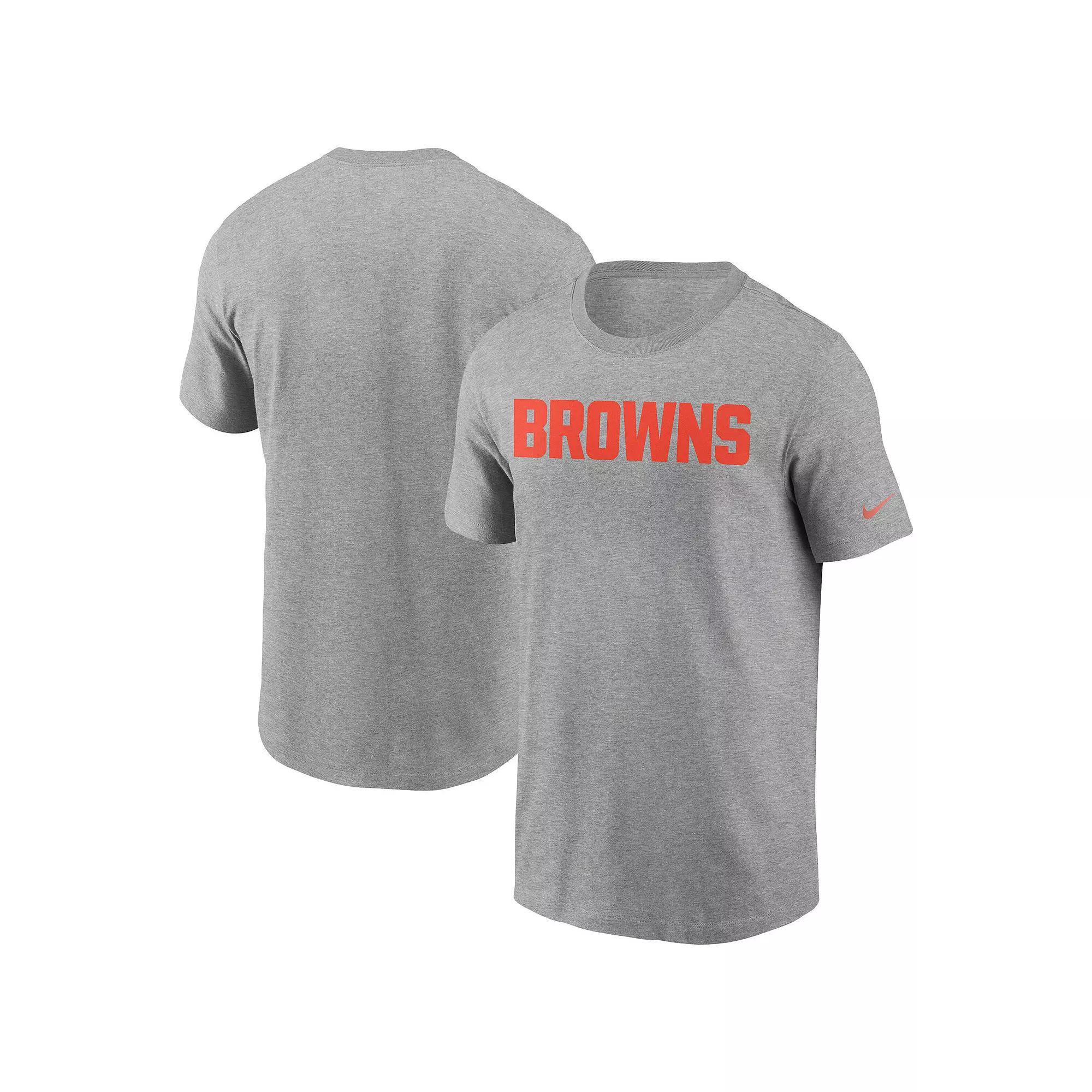 Men's Nike  Heather Gray Cleveland Browns Essential Wordmark T-Shirt, Size: XL, Grey Product Image