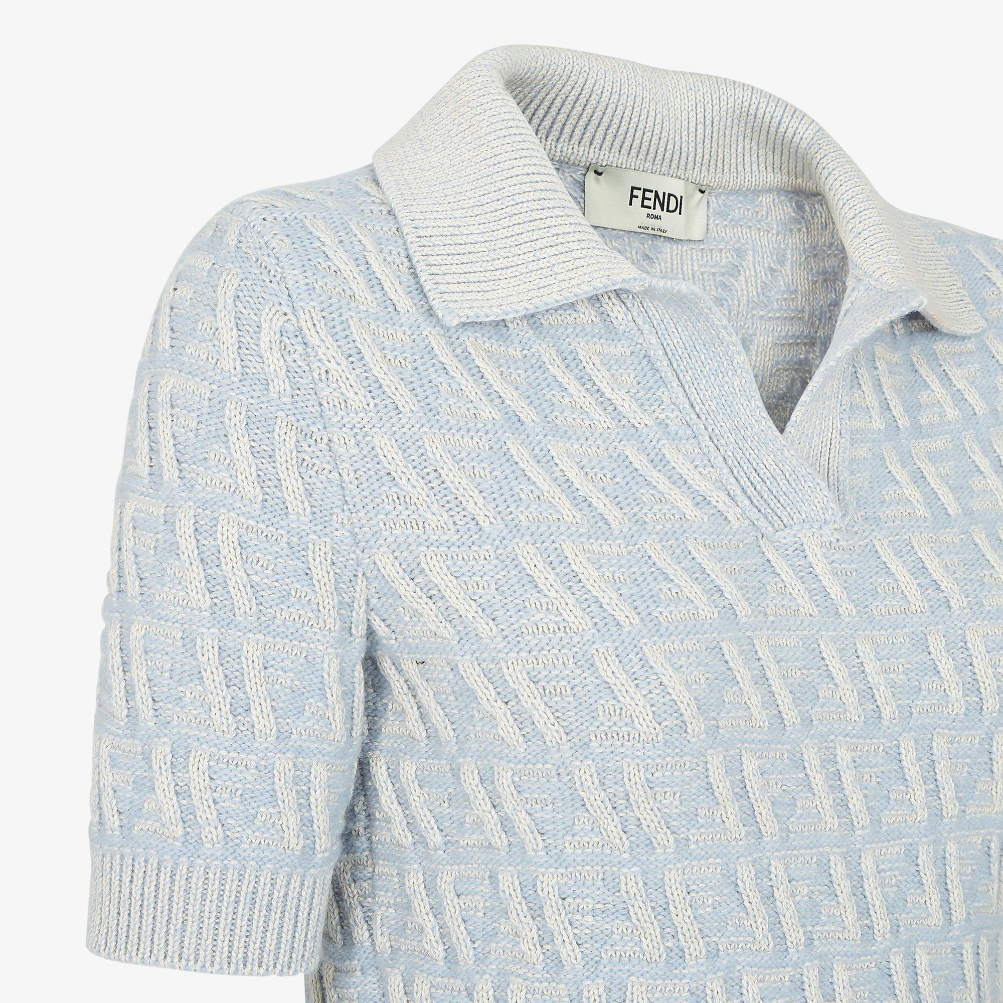 SweaterLight blue FF wool and cashmere polo shirt Product Image