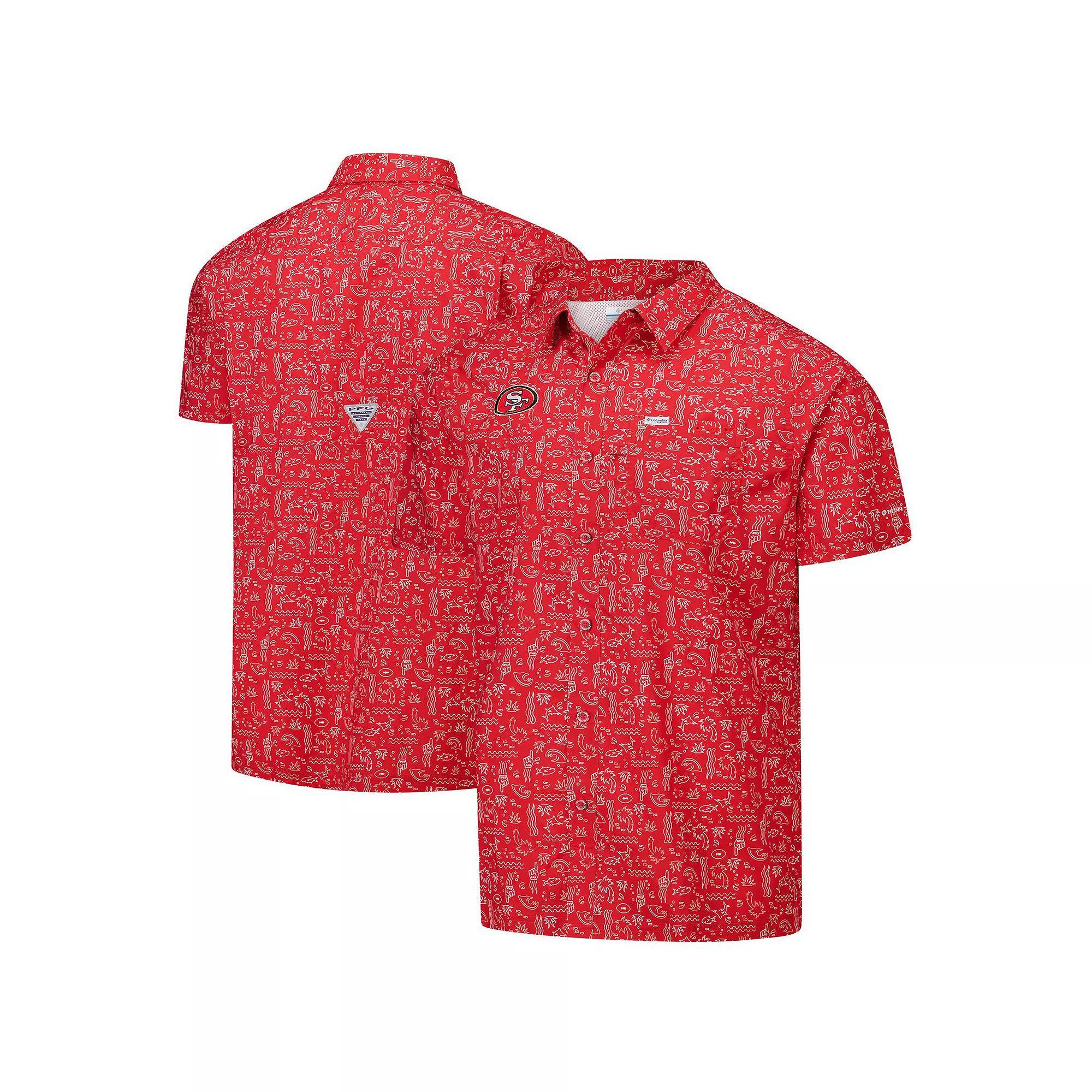 Men's Columbia PFG Red San Francisco 49ers Super Slack Tide Omni-Wick Button-Up Shirt,  Product Image