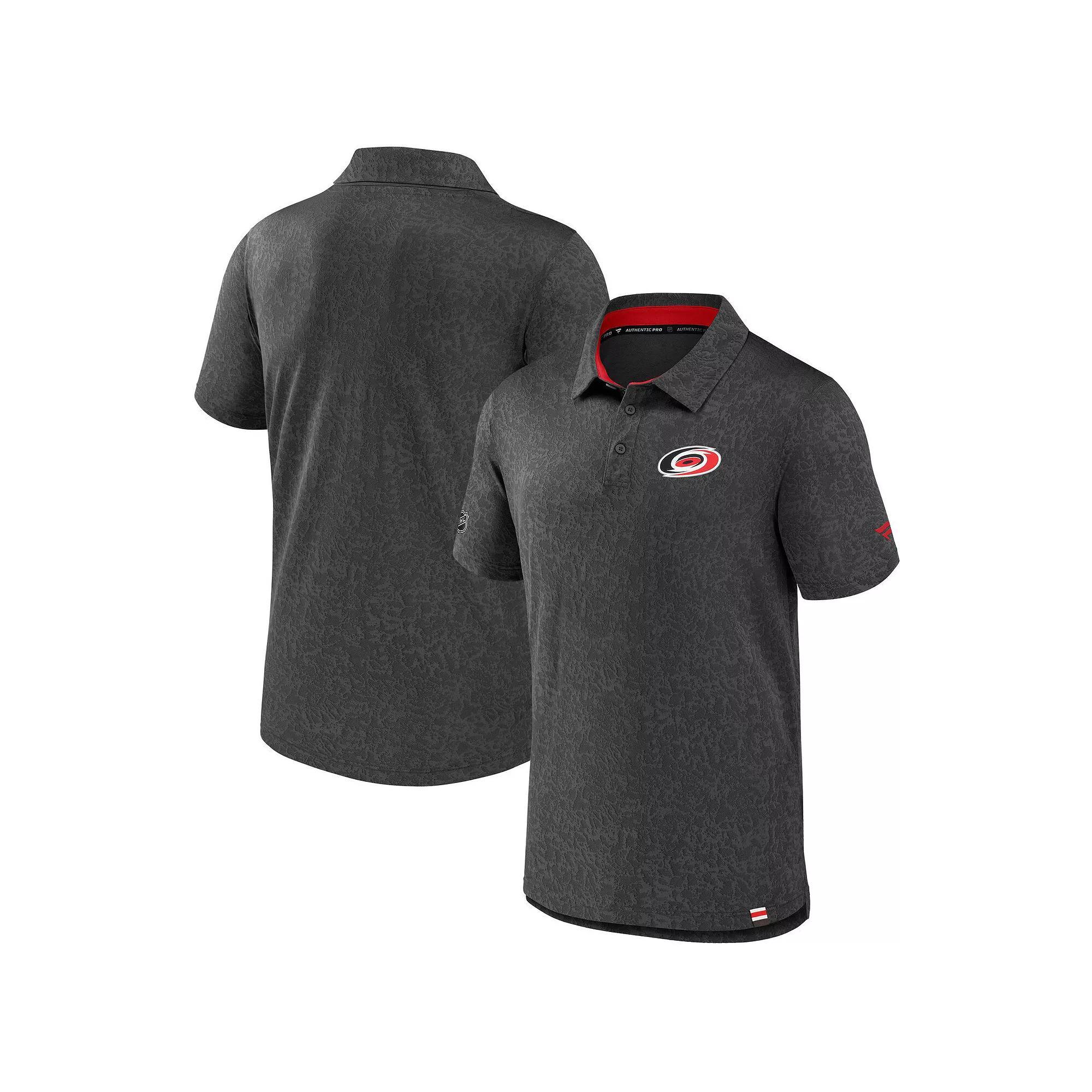 Men's Fanatics  Black Carolina Hurricanes Authentic Pro Jacquard Polo, Size: XL Product Image