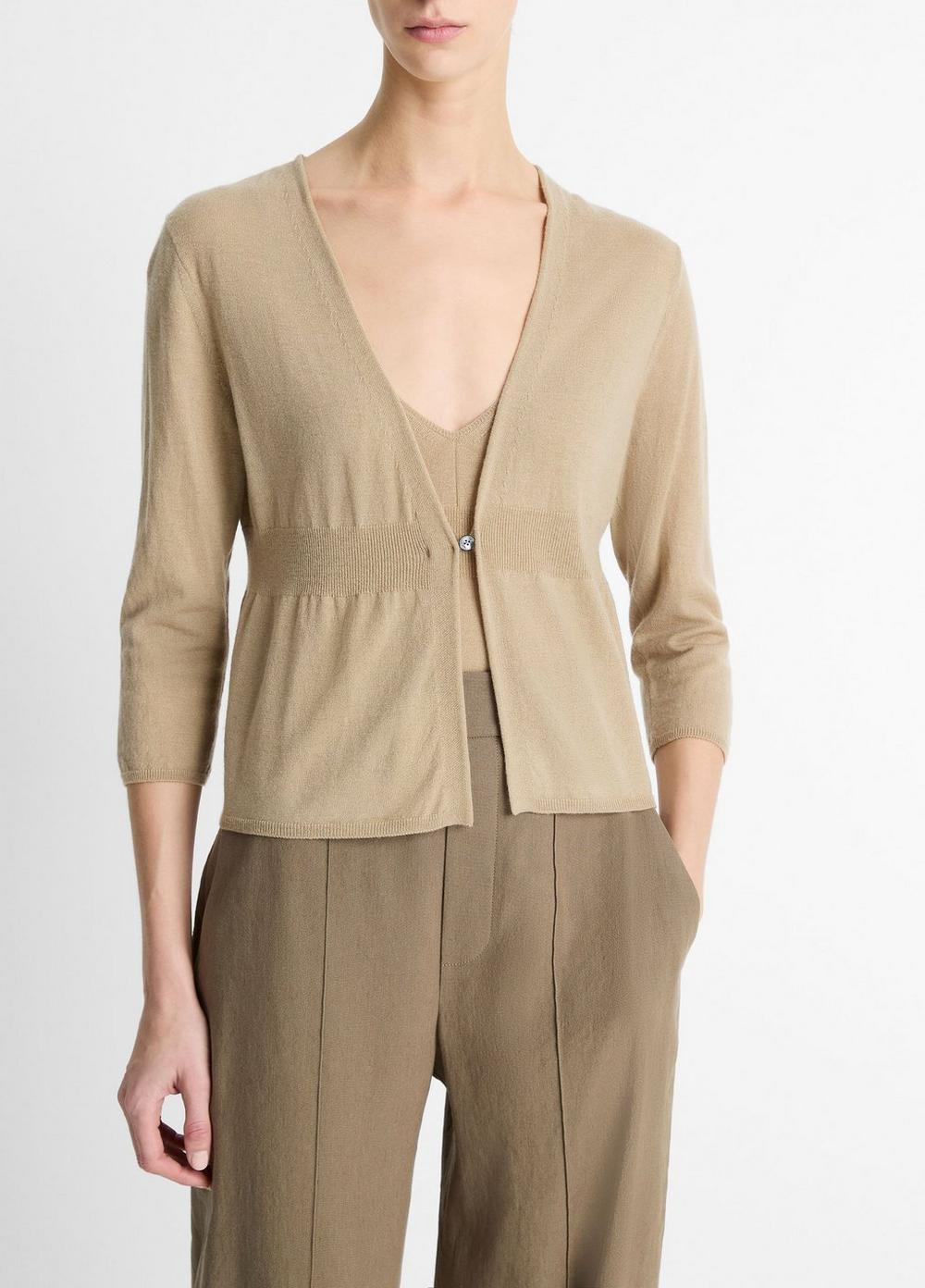 Wool & Cashmere-Blend Single-Button Cardigan Product Image