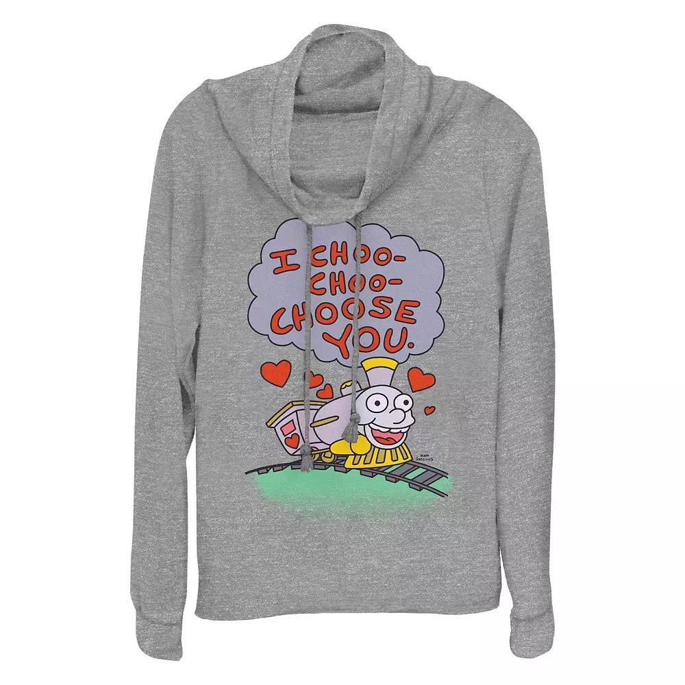 Women's The Simpsons I Choo Choo Choose You Train Cowlneck Graphic Lightweight Long Sleeve,  Product Image