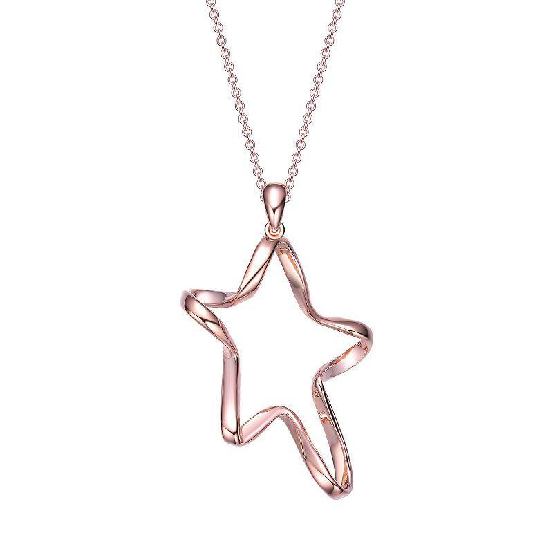 18k Rose Gold Over Silver Twisted Star Pendant Necklace, Womens Pink Tone Product Image