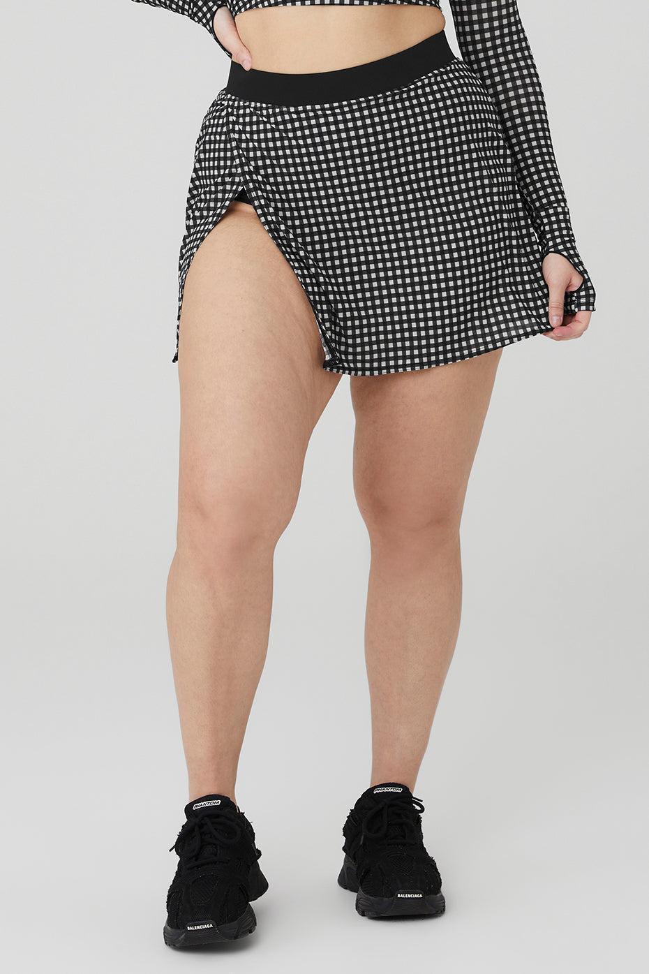 Mesh Gingham Skirt - Black Female Product Image